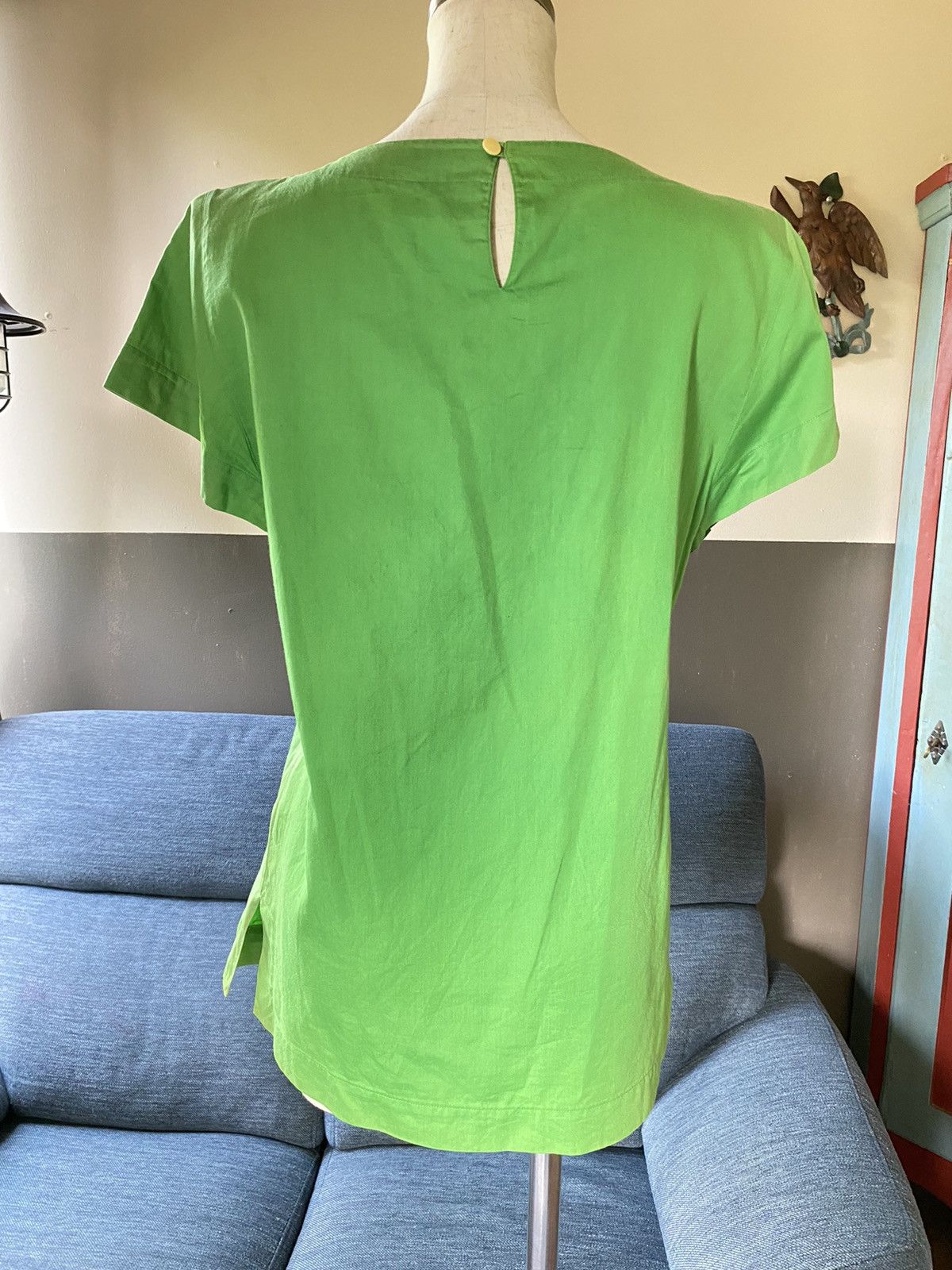 Yves Saint Laurent YVES SAINT LAURENT YSL Bright Green Satin Blouse Size S / US 4 / IT 40 - 9 Thumbnail