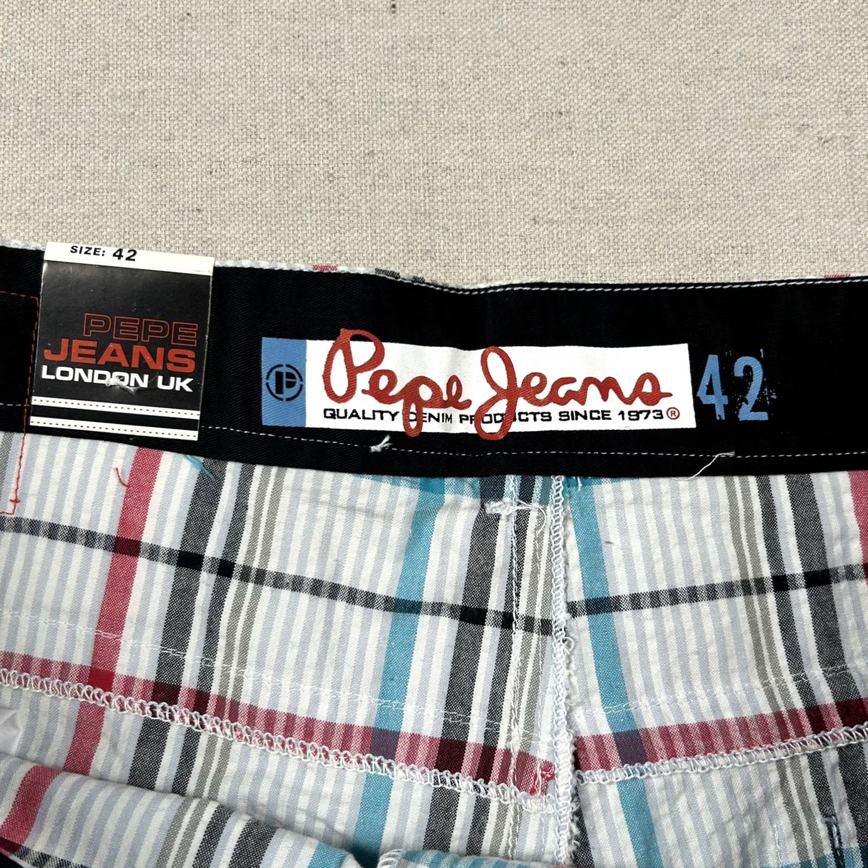 Pepe Jeans Pepe Jeans London Shorts Mens 42 Seersucker Plaid Bermuda Hip Hop Multicolor Cotton 5-Pocket 14in Inseam Baggy Relaxed Casual Mens Size US 42 / EU 58 - 5 Thumbnail