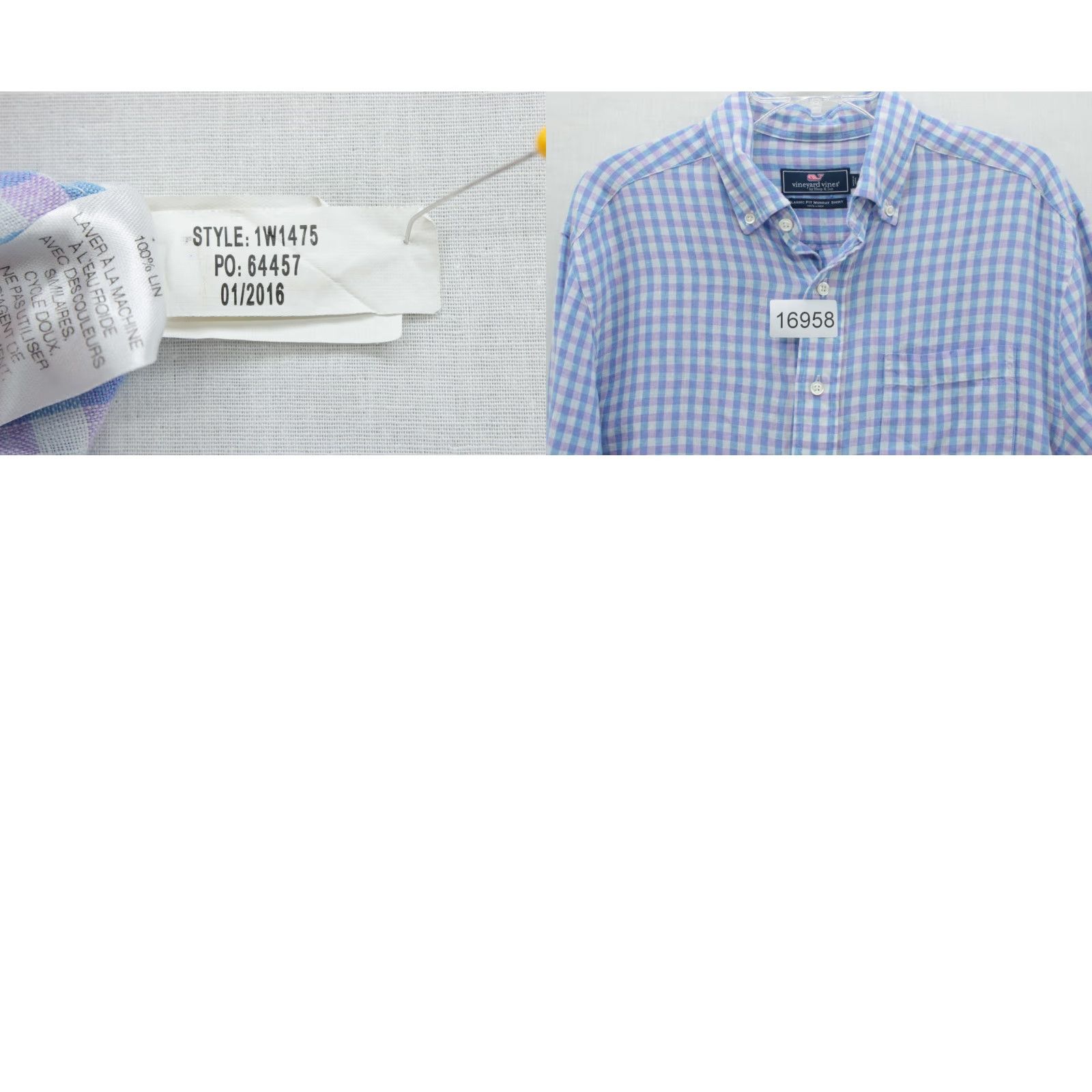 Vineyard Vines VINEYARD VINES Murray 100% Linen Shirt Mens Medium Purple Check Long Sleeve Shirt Size US M / EU 48-50 / 2 - 8 Thumbnail