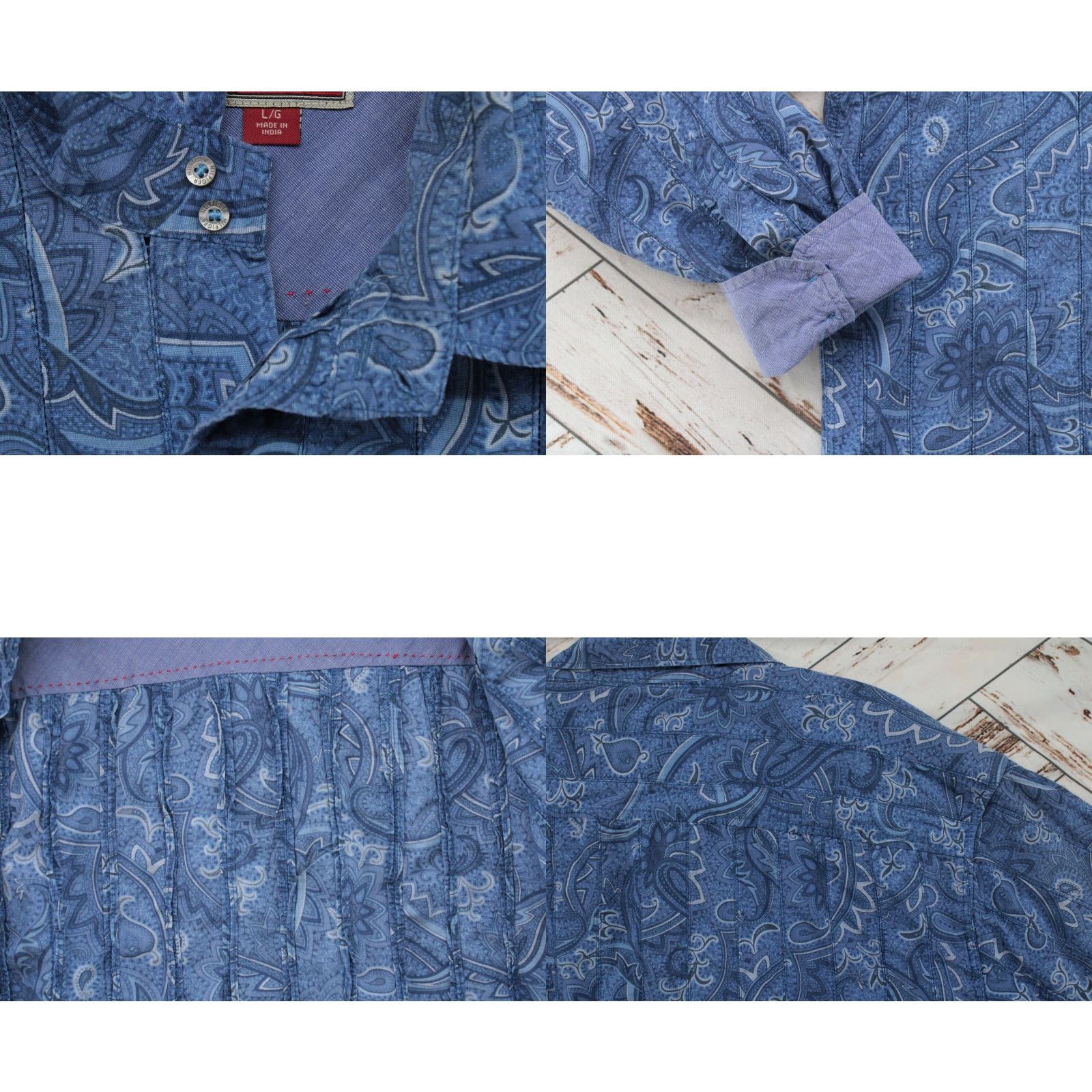 Tommy Hilfiger VINTAGE Tommy Hilfiger Shirt Mens L Blue Paisley Red Label Patch Work Flip Cuff Size US L / EU 52-54 / 3 - 8 Thumbnail