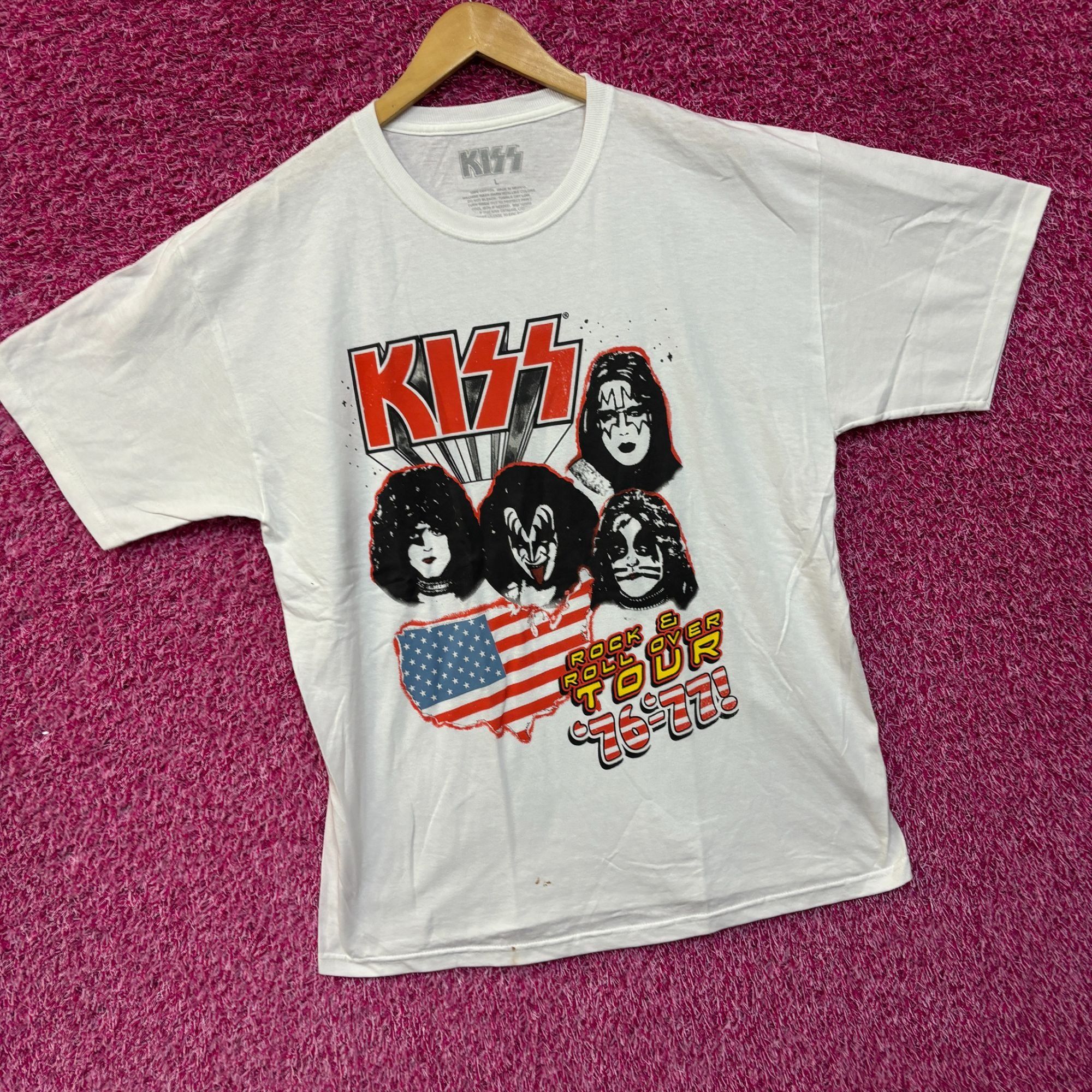 Band Tees × KISS Kiss Rock n Roll Tour 76-77 Rock Tee size Large Size US L / EU 52-54 / 3 - 3 Thumbnail