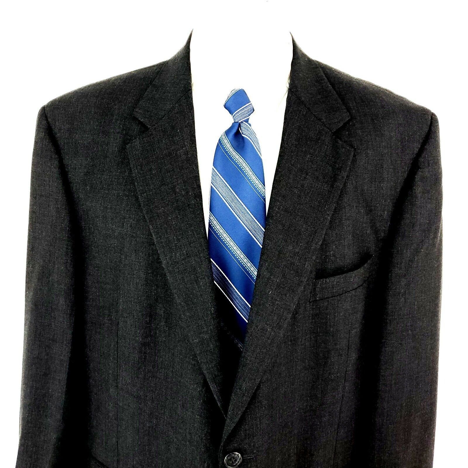 Stafford Stafford Wool 2 Button Portly Sport Coat 44L Gray Long Size 44L - 1 Thumbnail
