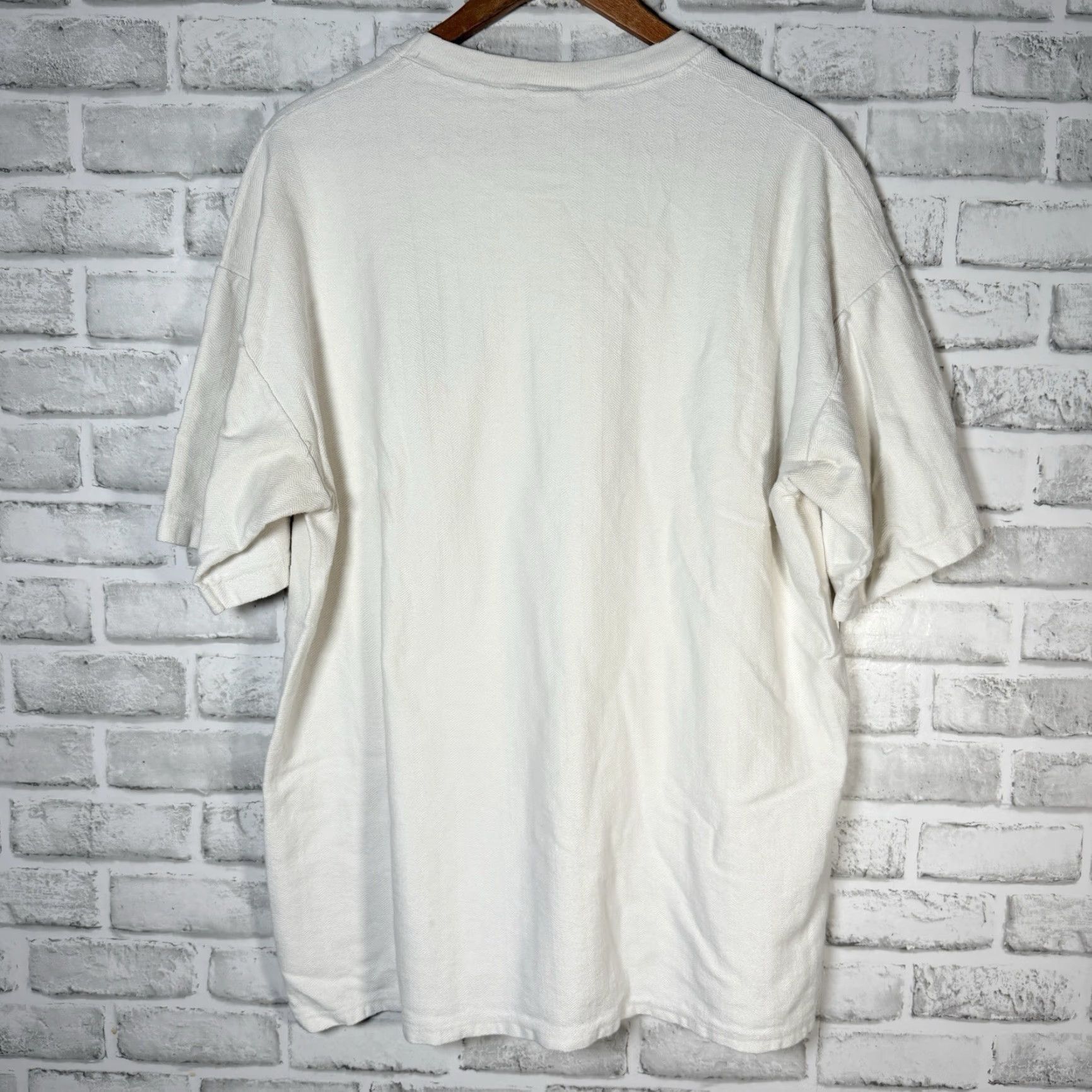Vintage VINTAGE CalCru T-Shirt Mens XL White Herringbone USA Kalapaki Beach 90s Stitch Pattern Size ONE SIZE - 5 Thumbnail