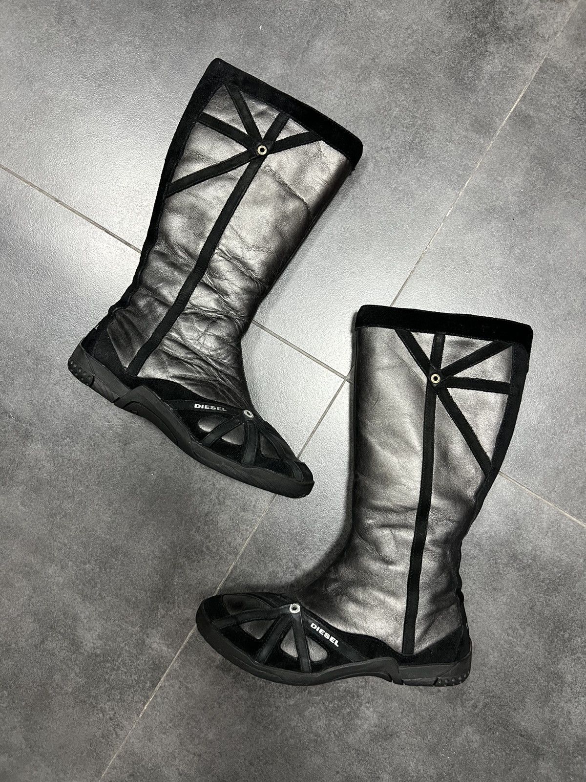Diesel Diesel Y2K Suede & Leather Archive Futuristic Boots Size US 7.5 / IT 37.5 - 4 Thumbnail