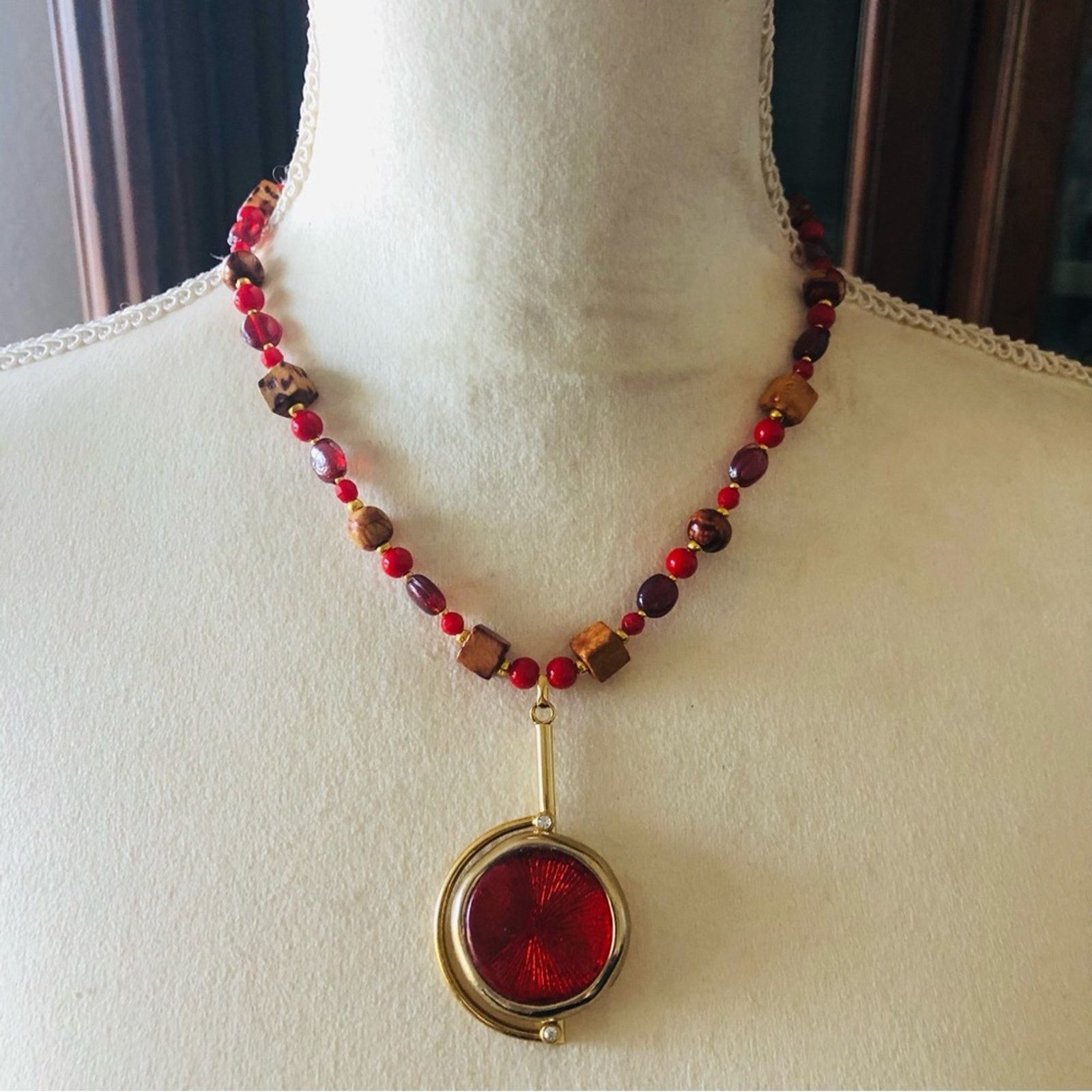 Handmade Handcrafted repurpose mixed bead crackle Pearl necklace Size ONE SIZE - 2 Thumbnail
