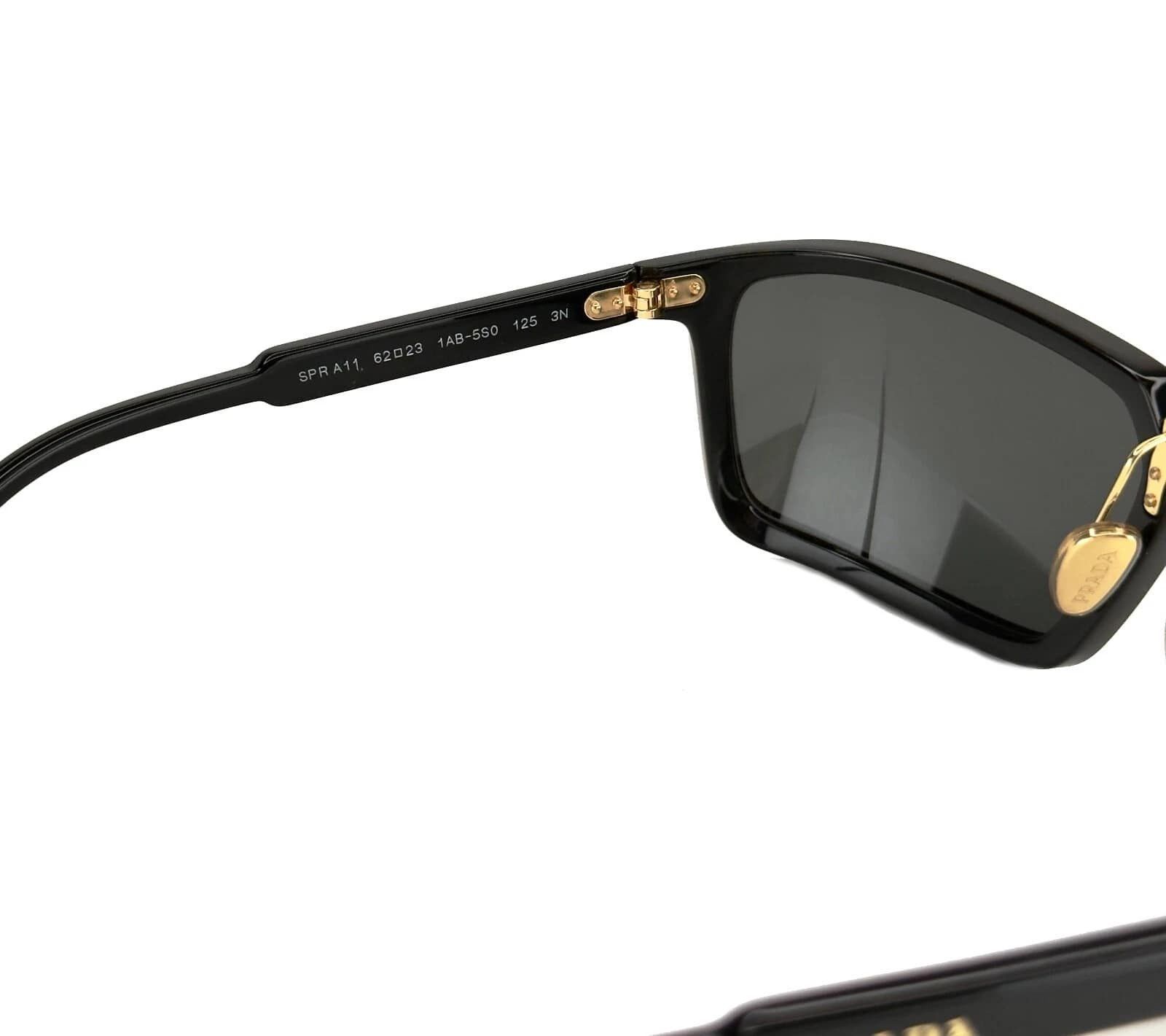 Prada PRADA A11 PRA11S Black Gold Logo Wrap Mask Unisex Sunglasses Size ONE SIZE - 10 Thumbnail