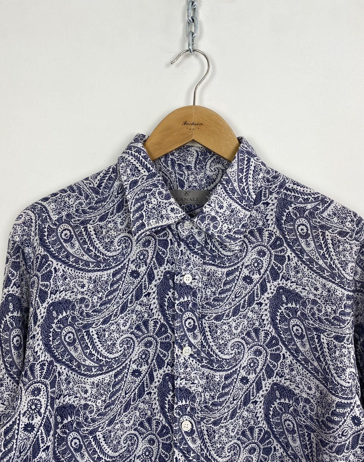 Canali Canali Buttons Up Long Sleeve Shirt Flax Paisley Size XL Top Size US XL / EU 56 / 4 - 2 Thumbnail