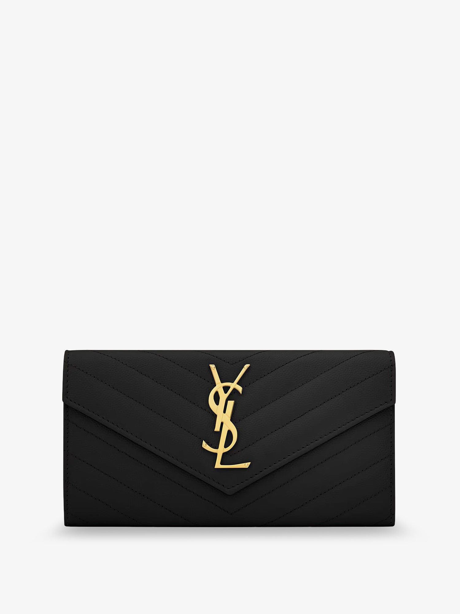 Saint Laurent Paris Leather Wallet With Metal Cassandre Logo Size ONE SIZE - 1 Thumbnail