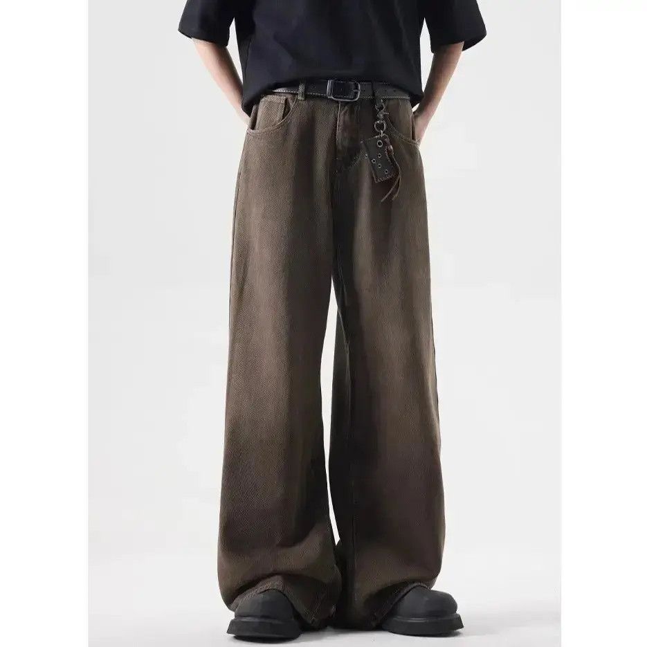 Japanese Brand Retro loose brown straight leg jeans Size US 32 / EU 48 - 2 Thumbnail