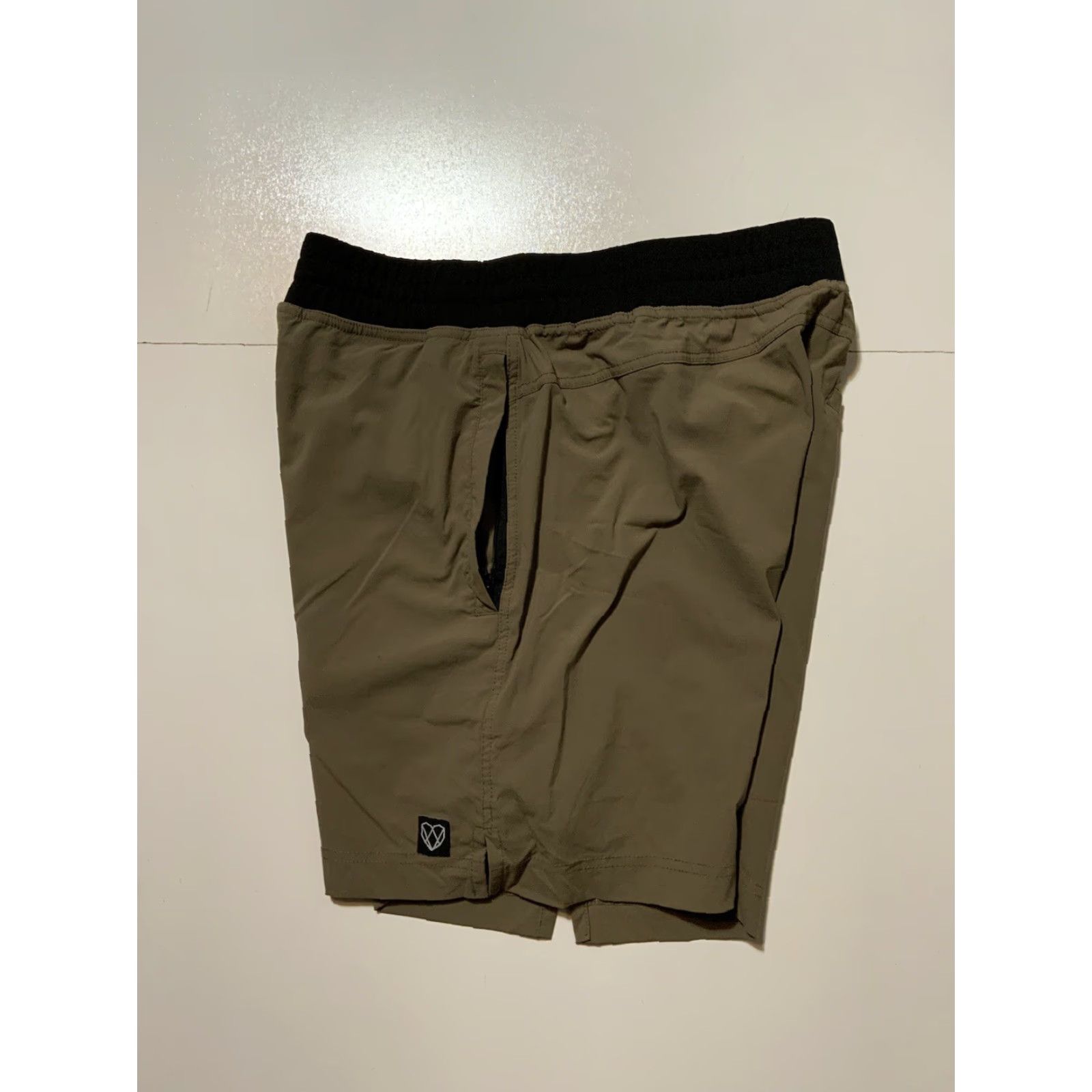Vintage Strongbody Taupe Black 7” Inseam Workout Gym Stretch Training Shorts Sz. L Size US 33 - 3 Thumbnail