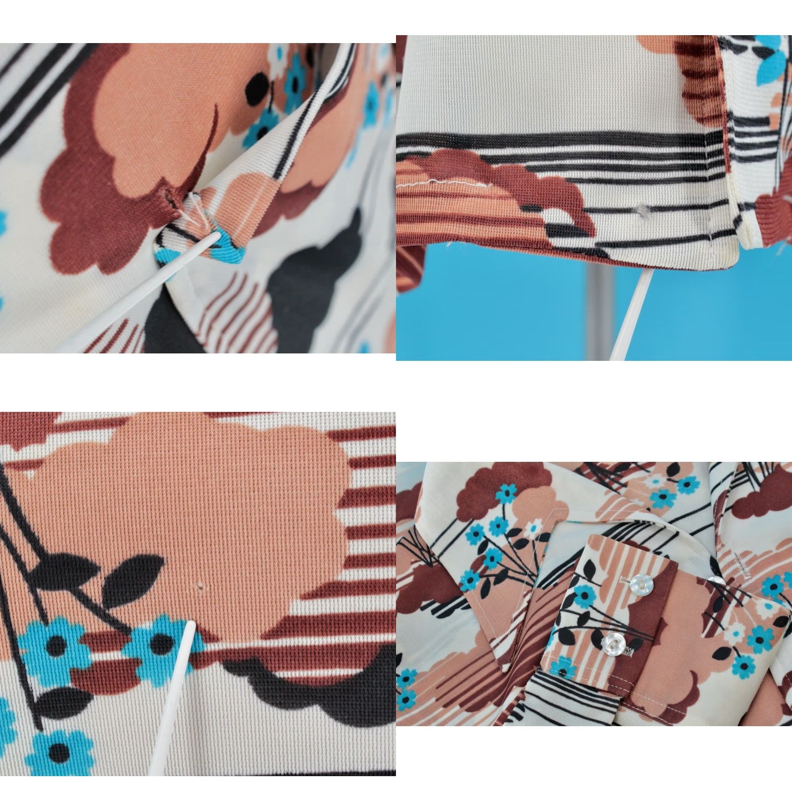 Vintage Joel Vintage 70s Shirt Mens Sz L Brown Blue Tree Print Button-Front Disco Polyester Size US L / EU 52-54 / 3 - 8 Thumbnail