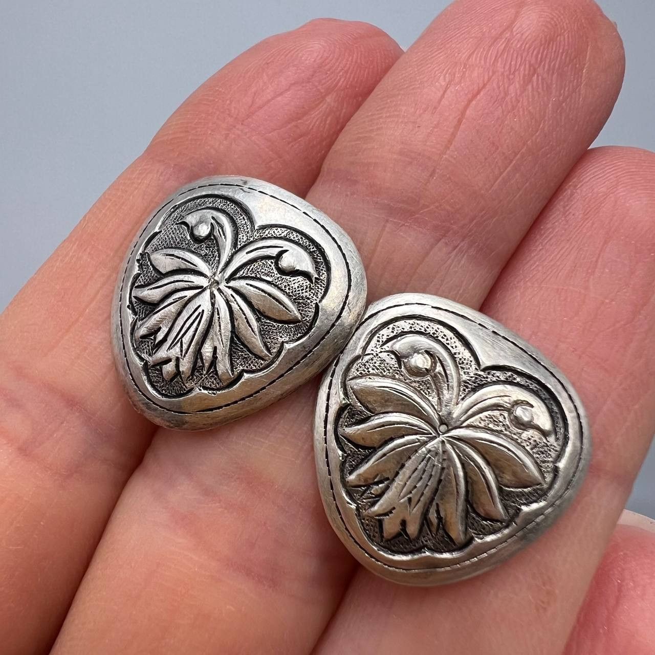 Vintage Vintage Men's Cufflinks USSR Silver 875 900 Bamboo Vietnam Size ONE SIZE - 4 Thumbnail
