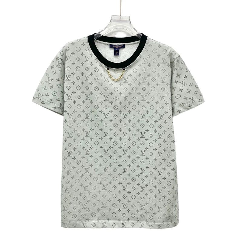 Louis Vuitton Louis Vuitton 25 Light Grey logo full print cotton crew ne Size L / US 10 / IT 46 - 1 Thumbnail