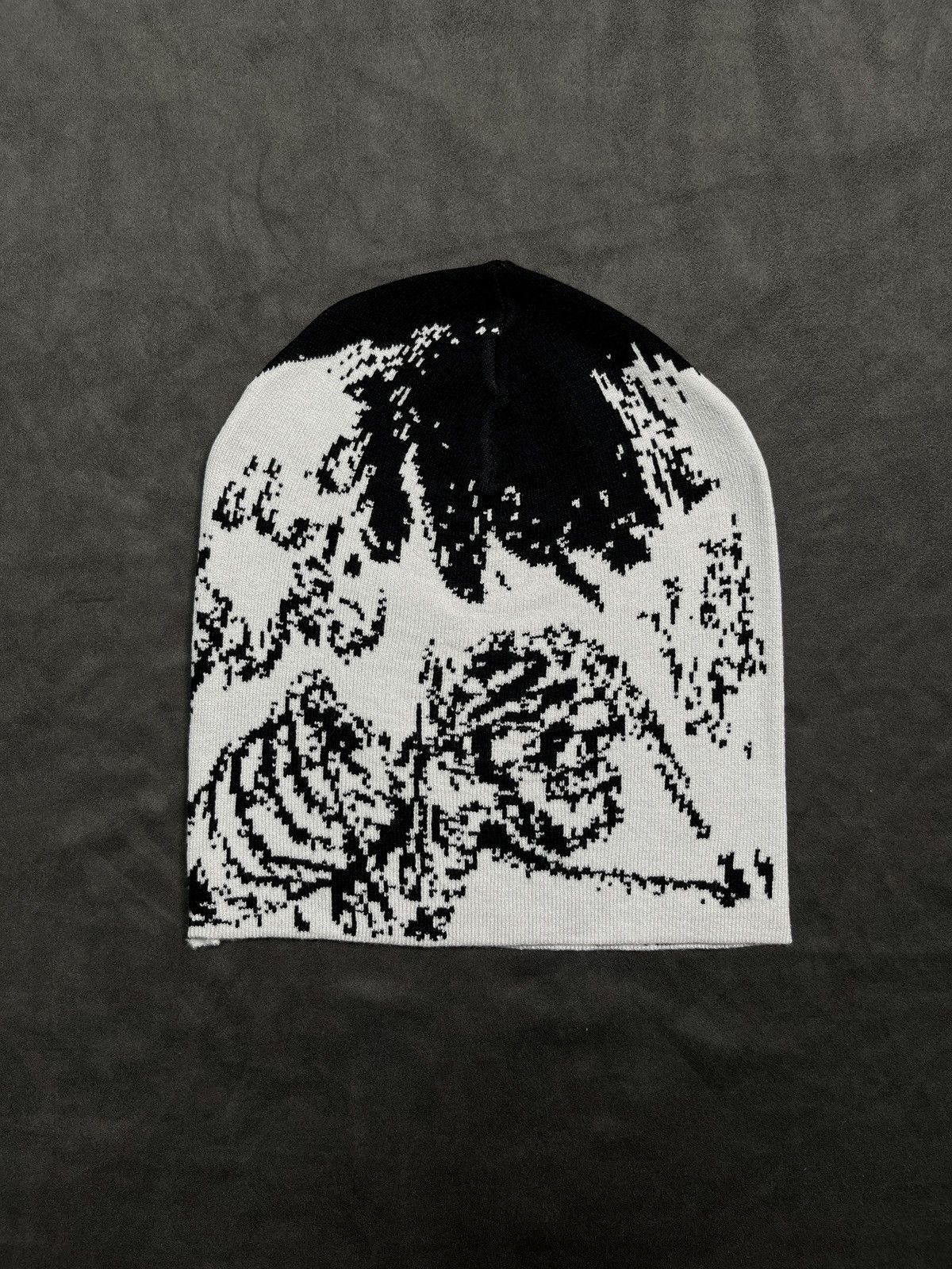 Japanese Brand Fire Burning Skeletons Graphic No Cuff Skull Cap Beanie Hat Size ONE SIZE - 1 Thumbnail