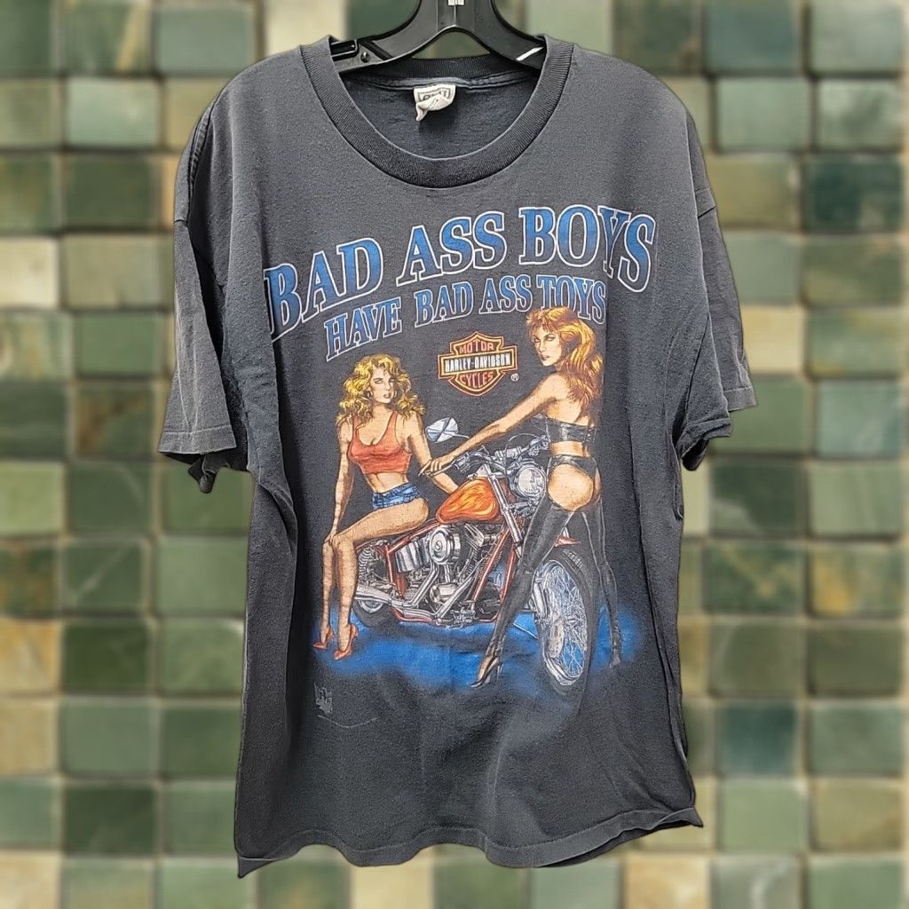 Vintage Harley Davidson T-Shirt Mens XL Gray Crew Neck Short Sleeve CMJ Sportswear Niagara Falls Canada Distressed Vintage: No Chest 24 Length 31.5 Size US XL / EU 56 / 4 - 1 Thumbnail