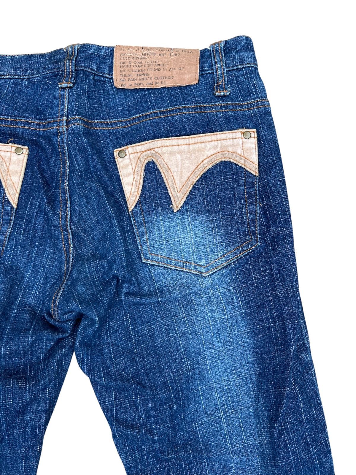Japanese Brand 💥 LEATHER PATCHWORK FLARED 💥 HIT IT OFF Jeans Size US 27 - 7 Thumbnail