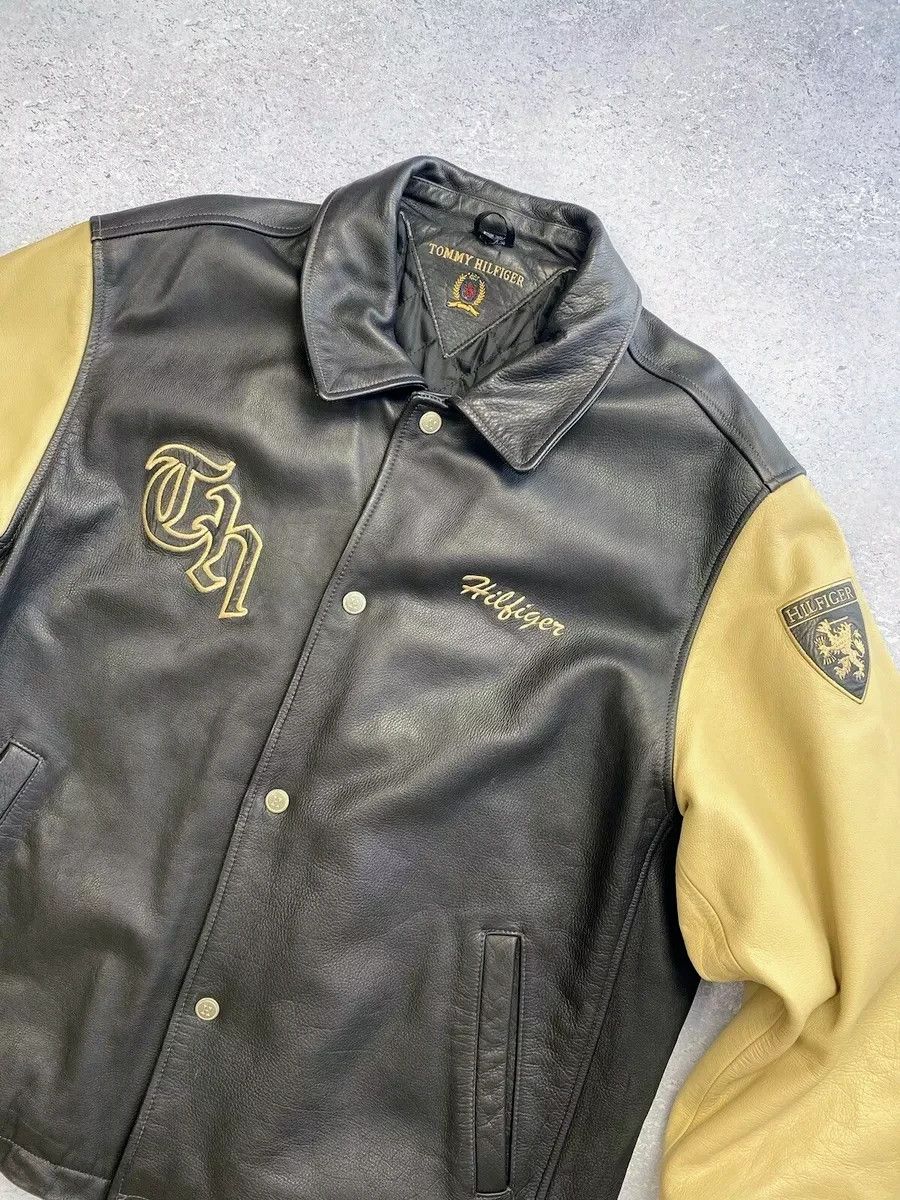 Tommy Hilfiger 🔥🔥 TOMMY HILFIGER Vintage Leather Jacket Rare Size US L / EU 52-54 / 3 - 4 Thumbnail