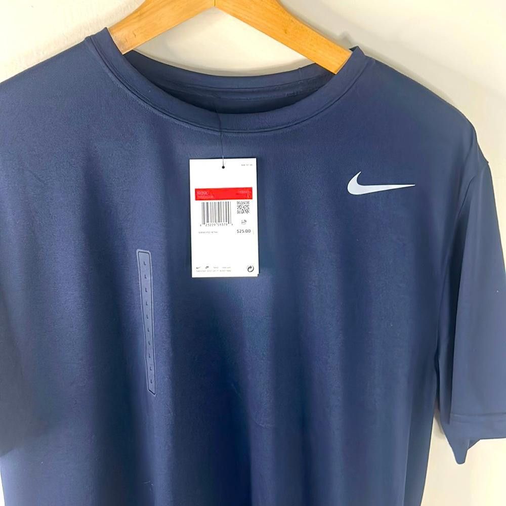 Nike NWT Nike - SS RN Tee - Large - Navy Blue - 100% Polyester Size US L / EU 52-54 / 3 - 1 Thumbnail