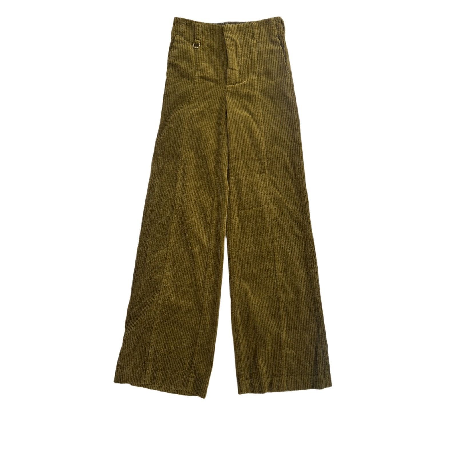 Anthropologie Anthro Olive Corduroy Pants - Wide Leg High Waist - 24 XXS/0 Size 24" / US 00 / IT 34 - 1 Thumbnail
