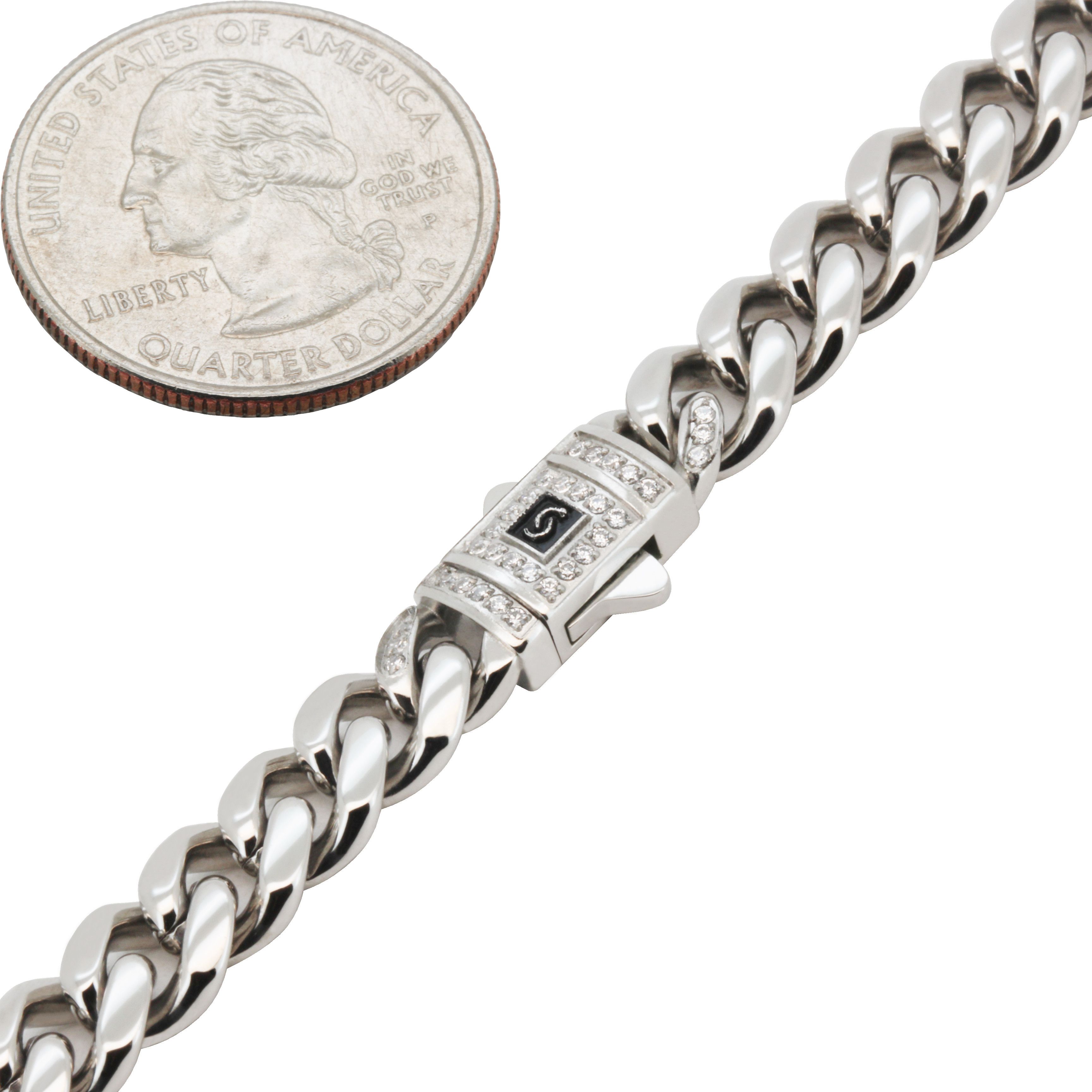 Other 316L SS AAA CZ 8mm Miami Cuban Link Bracelet 7.5” Size ONE SIZE - 2 Thumbnail