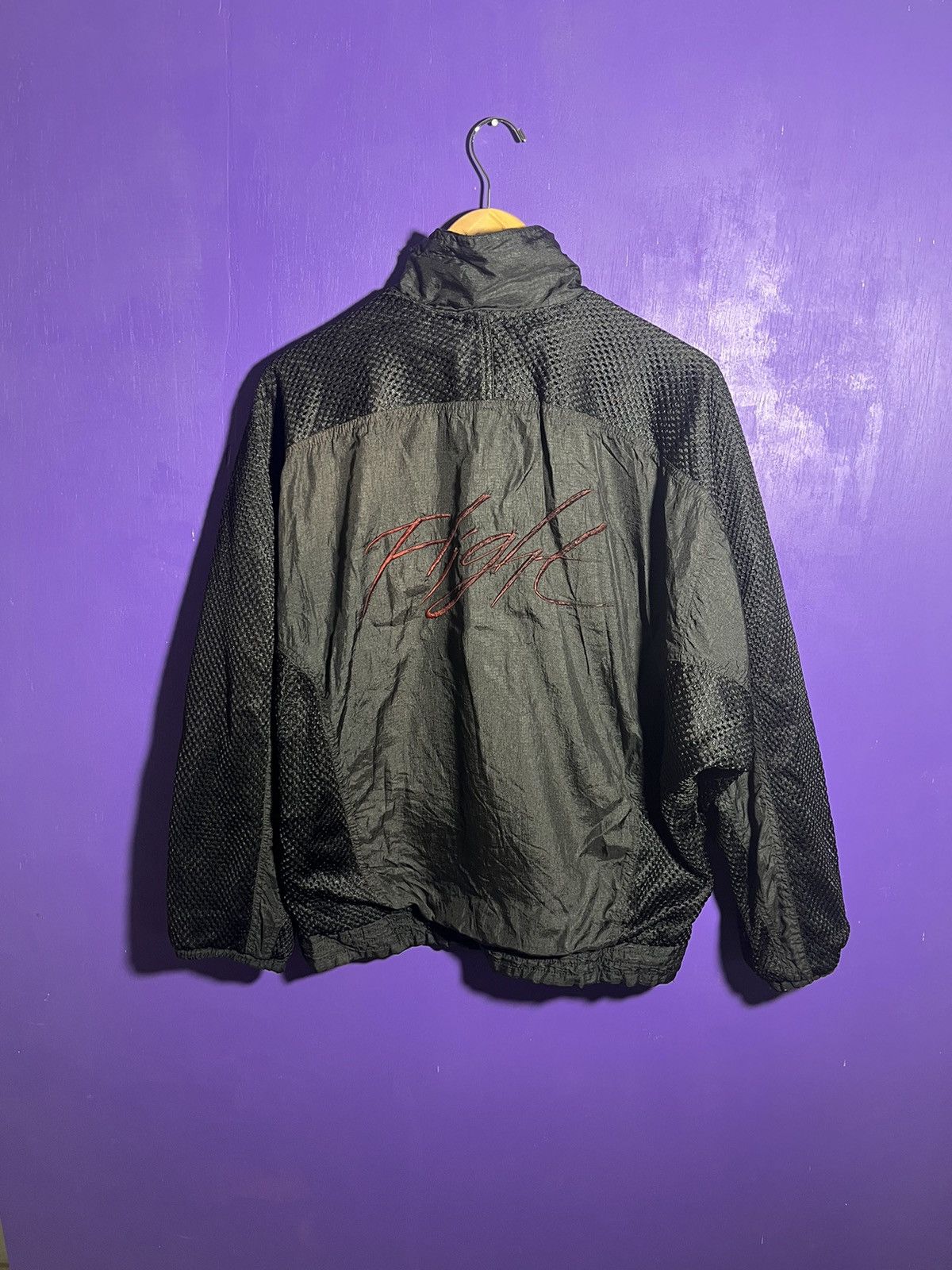 Nike × Vintage Vintage 90s Nike Air Jordan flight mesh logo jacket Size US M / EU 48-50 / 2 - 2 Thumbnail