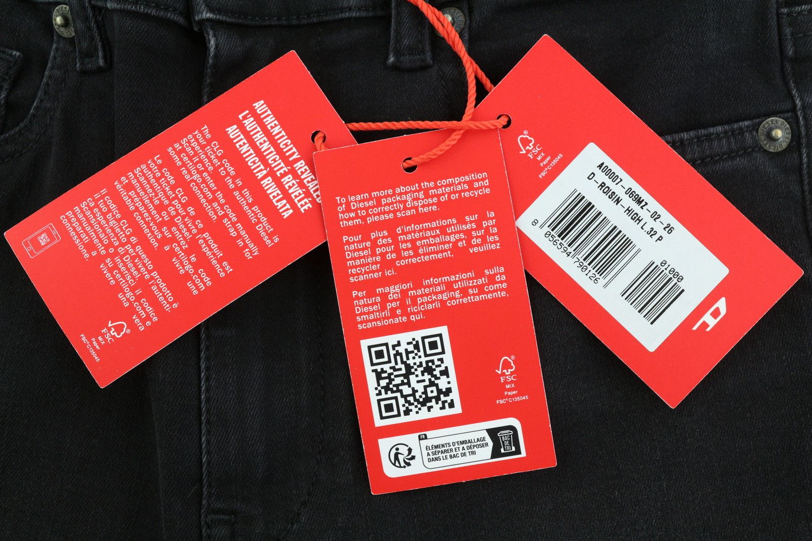 Diesel D-ROISIN 069MZ W26/L32 Super Skinny High Waist Jeans 40671 Size 26" / US 2 / IT 38 - 8 Thumbnail