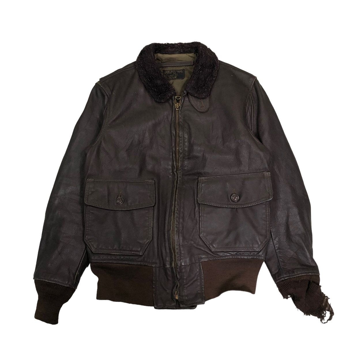 🔥VINTAGE LEATHER USN US JACKET FLY MAN BRILL BROS INC USA
