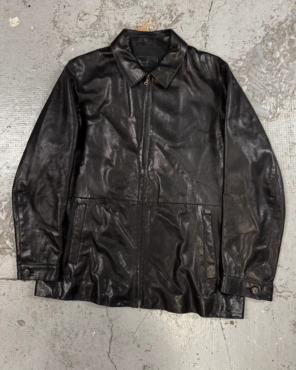 Prada FW2000 Prada Black Minimalist Leather Jacket Size US M / EU 48-50 / 2 - 3 Thumbnail