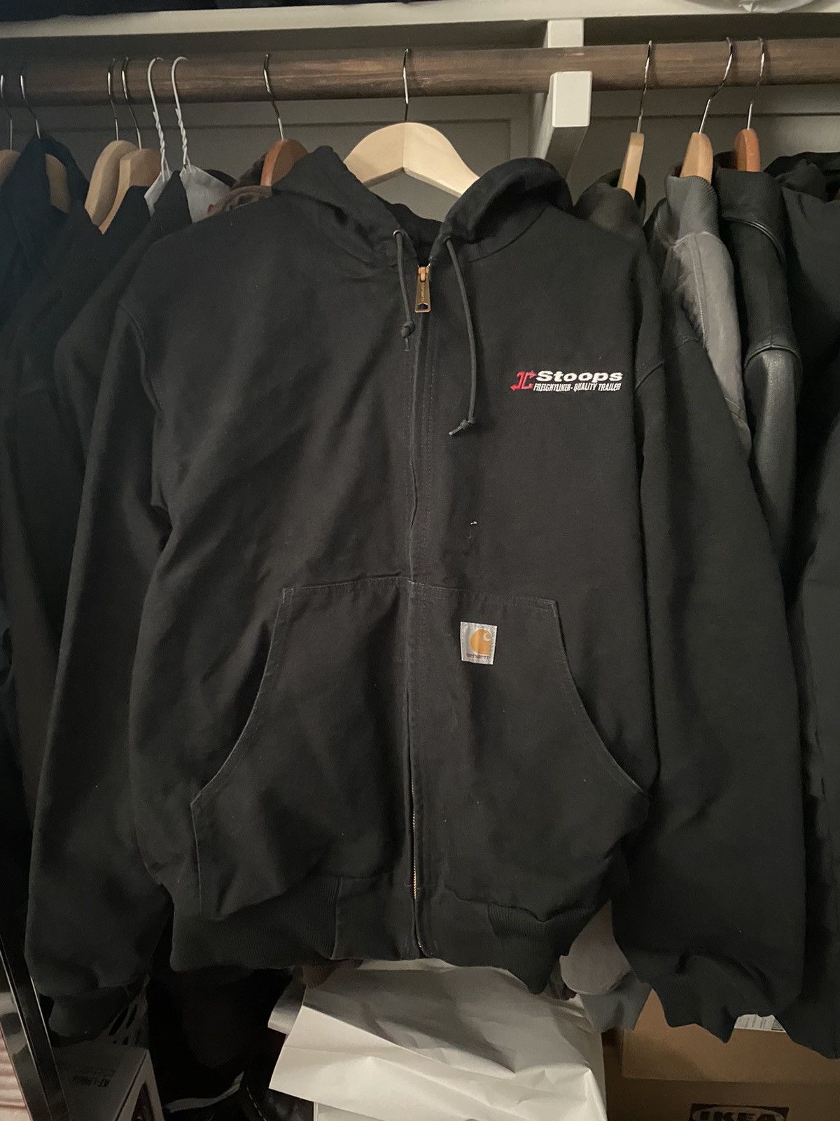 image of Carhartt Hooded Duck Canvas Jacket Usa in Black, Men's (Size Large)