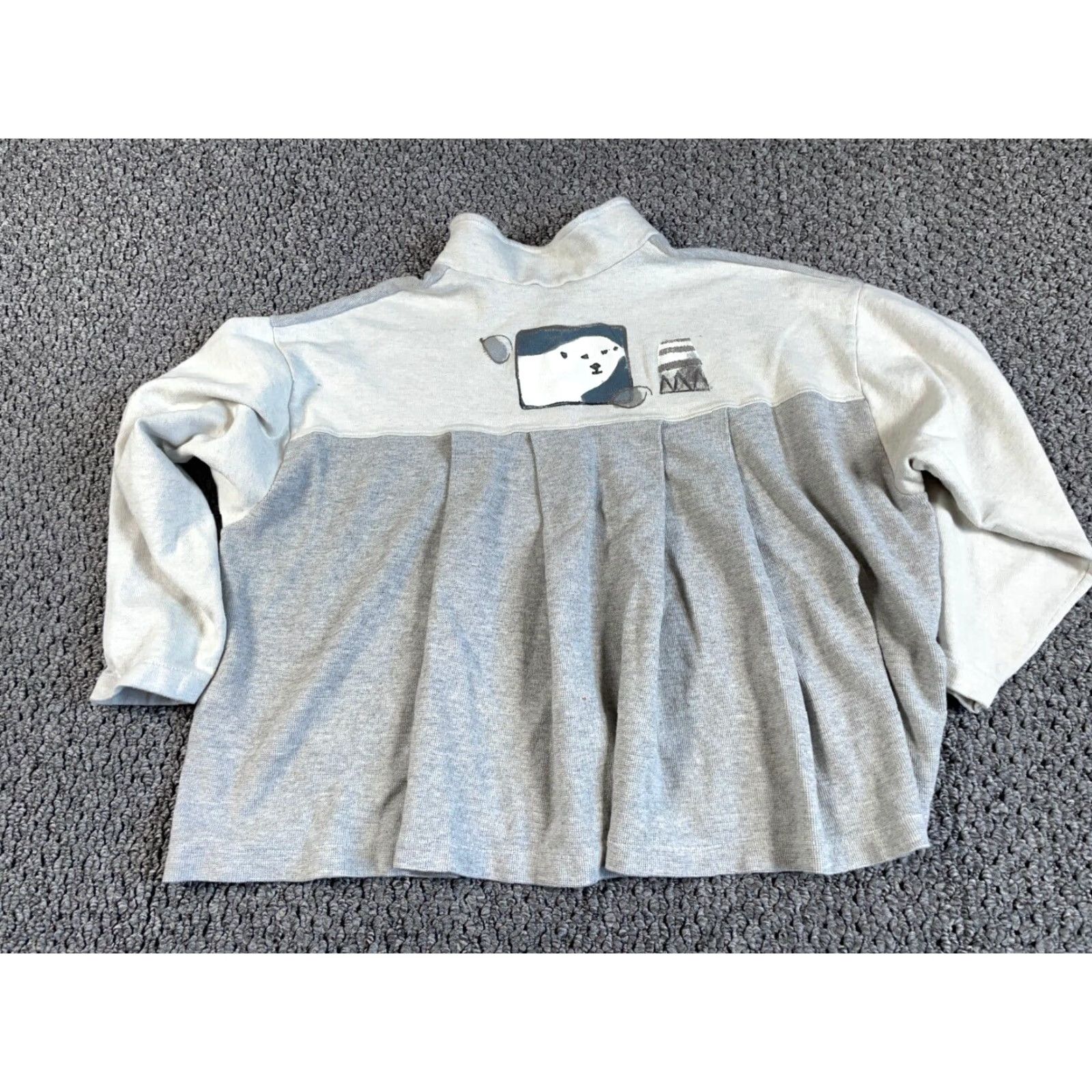 Vintage VINTAGE Odile Polar Bear Pattern Cardigan Sweater Women's 2 Gray Cotton Lightweight Casual Size XS / US 0-2 / IT 36-38 - 2 Thumbnail