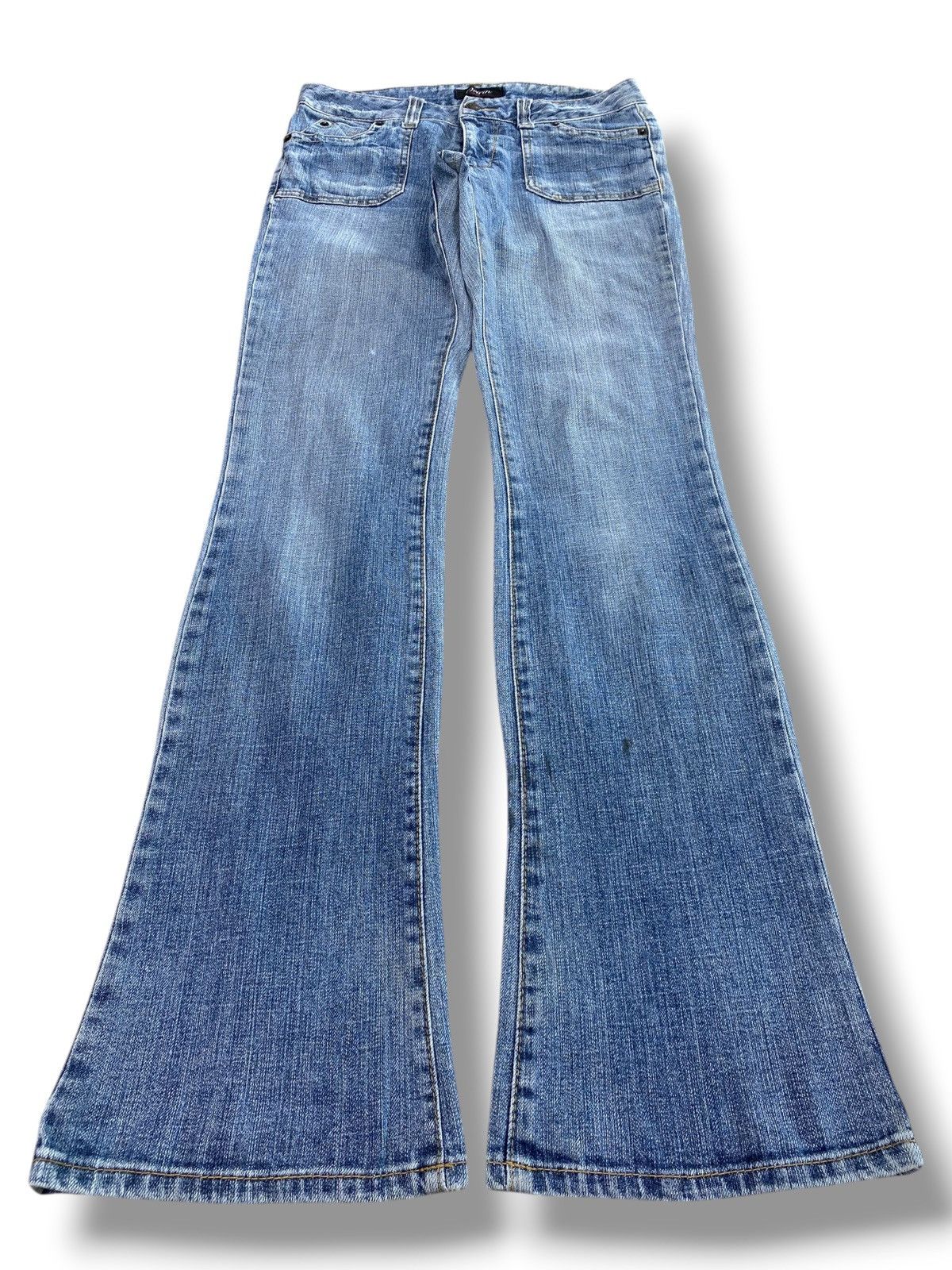 Japanese Brand Faded Blue Flared Jeans Y2K Style