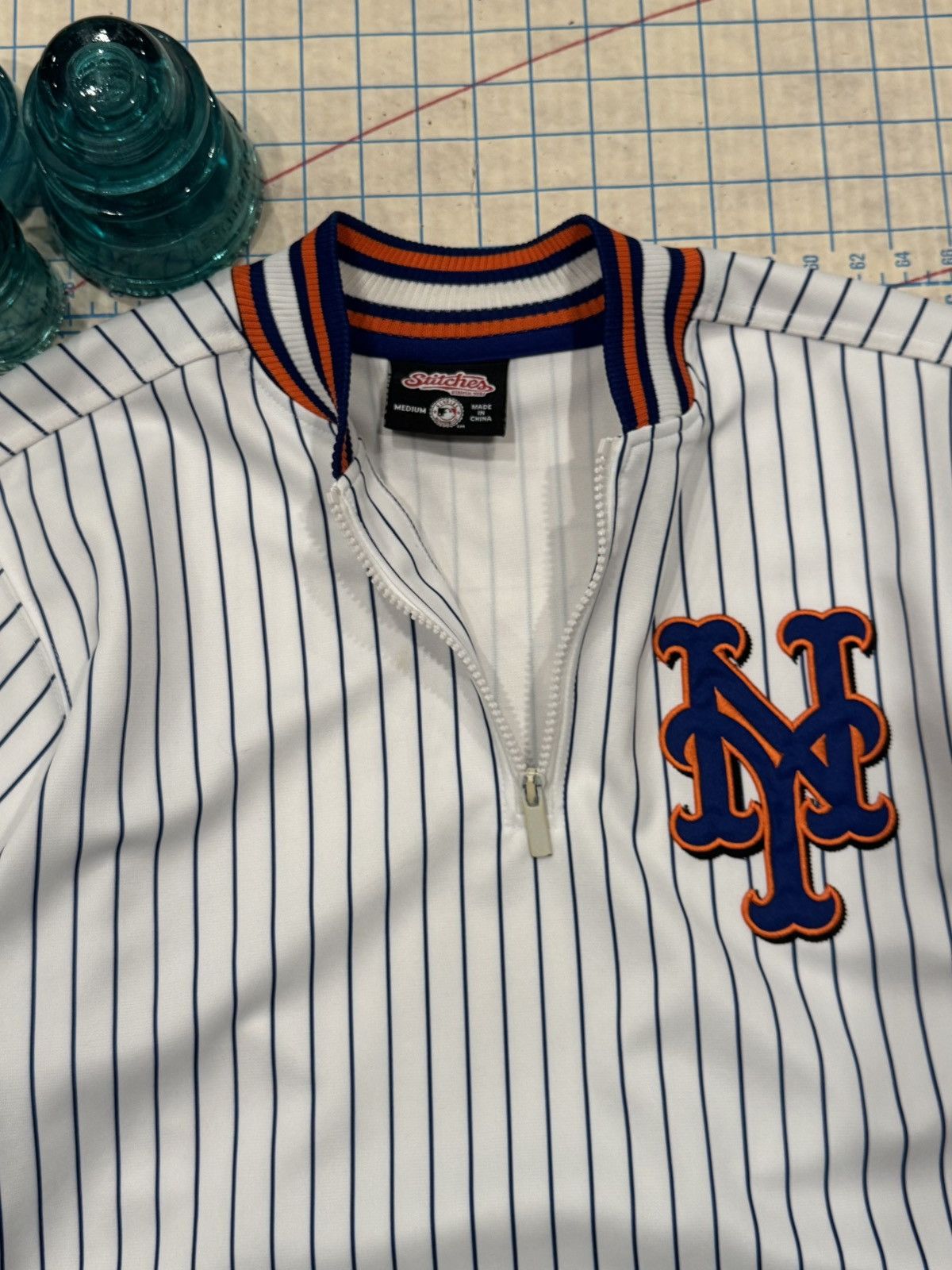 MLB Stitches New York Mets 1/4 Zip Jersey Mens Size Medium White Size US M / EU 48-50 / 2 - 4 Thumbnail