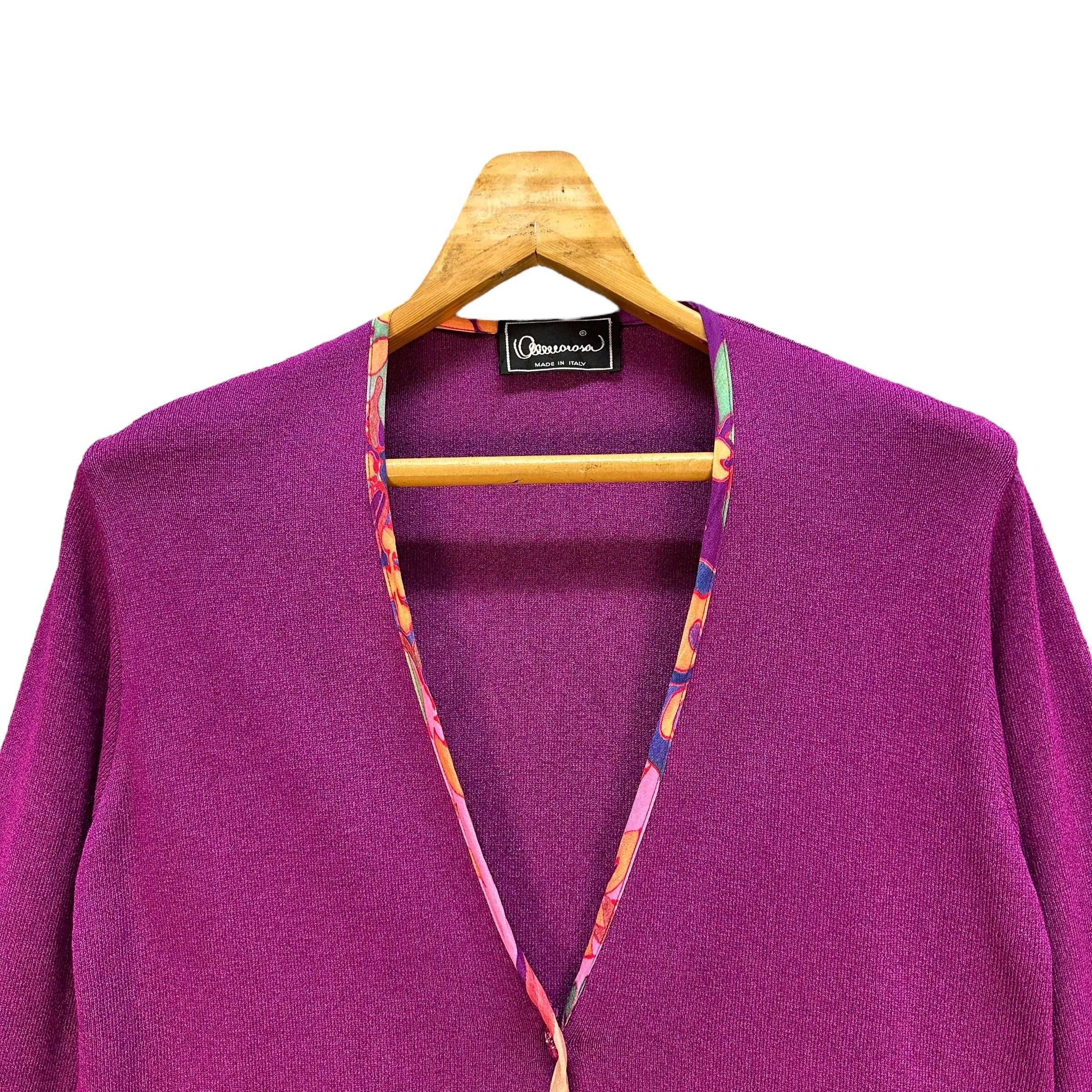 Japanese Brand Vintage Purple Cardigan Made in Italy #A17-0419 Size S / US 4 / IT 40 - 2 Thumbnail
