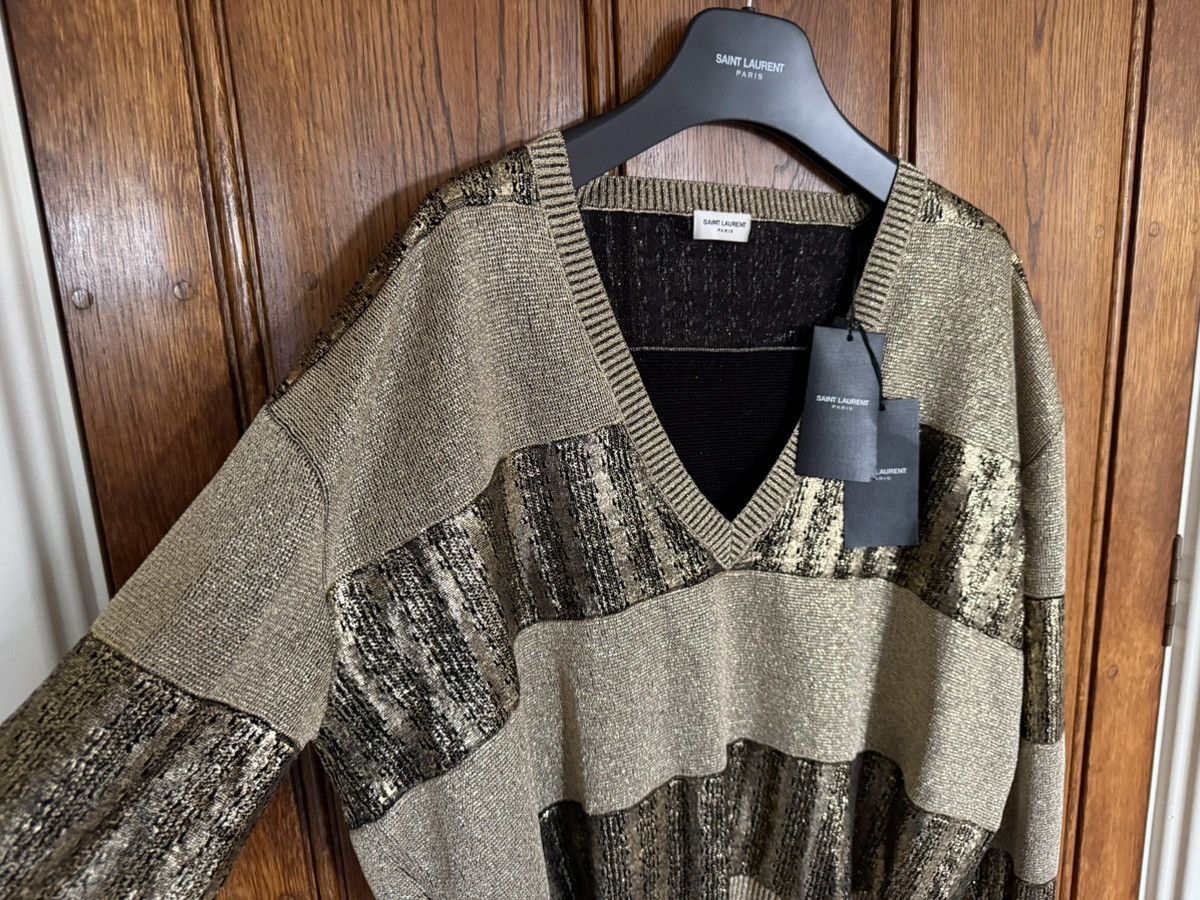 Saint Laurent Paris $1.3k FW19 Saint Laurent metallic gold v neck sweater XL Size US XL / EU 56 / 4 - 10 Thumbnail