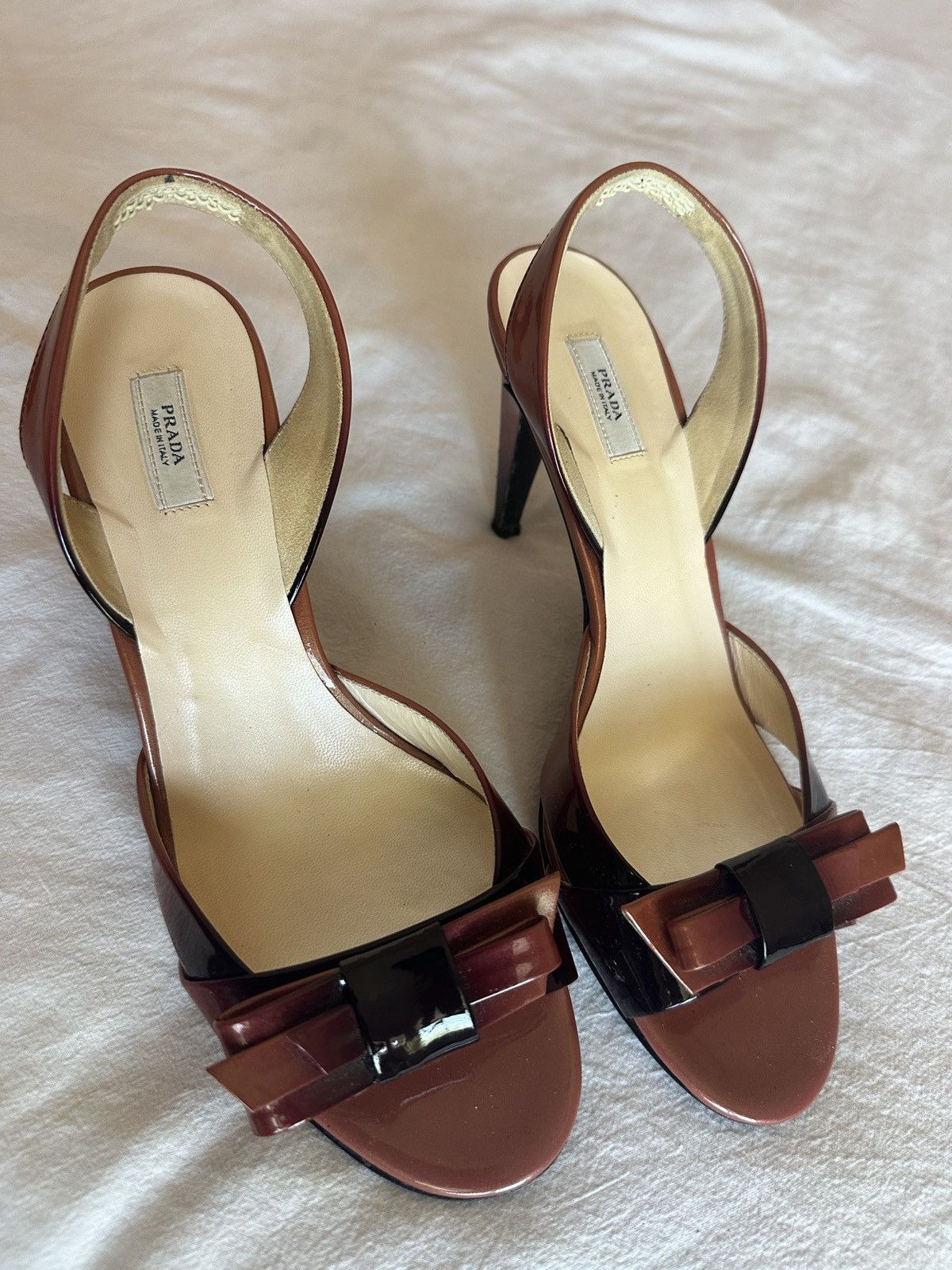 Prada Prada two tone patent leather bow sling sandals Size US 7 / IT 37 - 5 Thumbnail