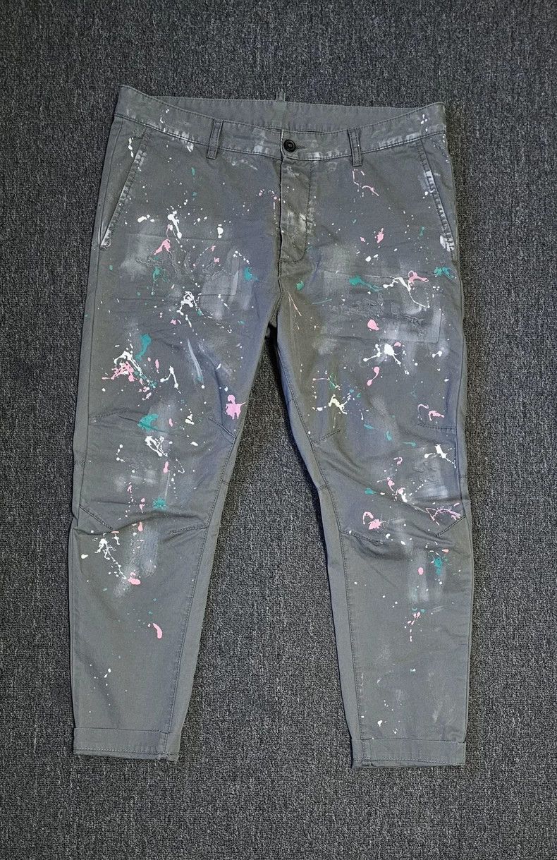 Dsquared2 DSQUARED2 Men's Paint Splatter Chino Pants-yf Size US 34 / EU 50 - 1 Thumbnail