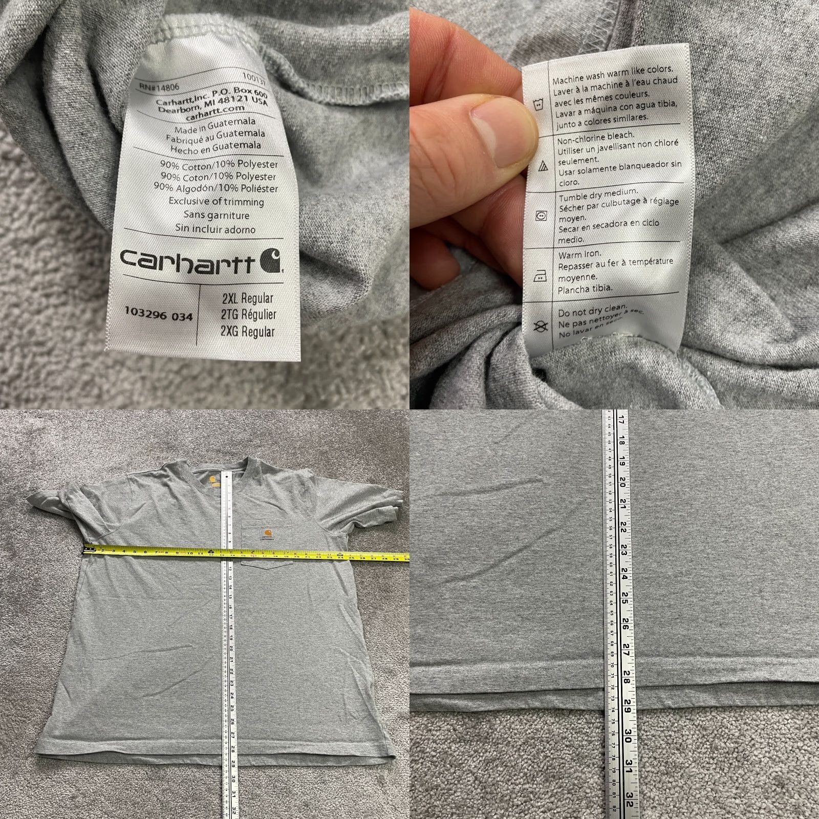 Carhartt VINTAGE Carhartt Relaxed Fit T-Shirt Mens 2XL Gray Crew Neck Cotton Casual Pocket Tee Size US XXL / EU 58 / 5 - 8 Thumbnail