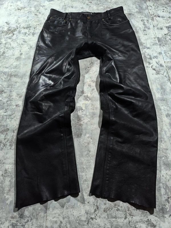 Leather Vtg Moto Biker Rockstar Opium Real Leather Pants Size US 35 - 1 Thumbnail
