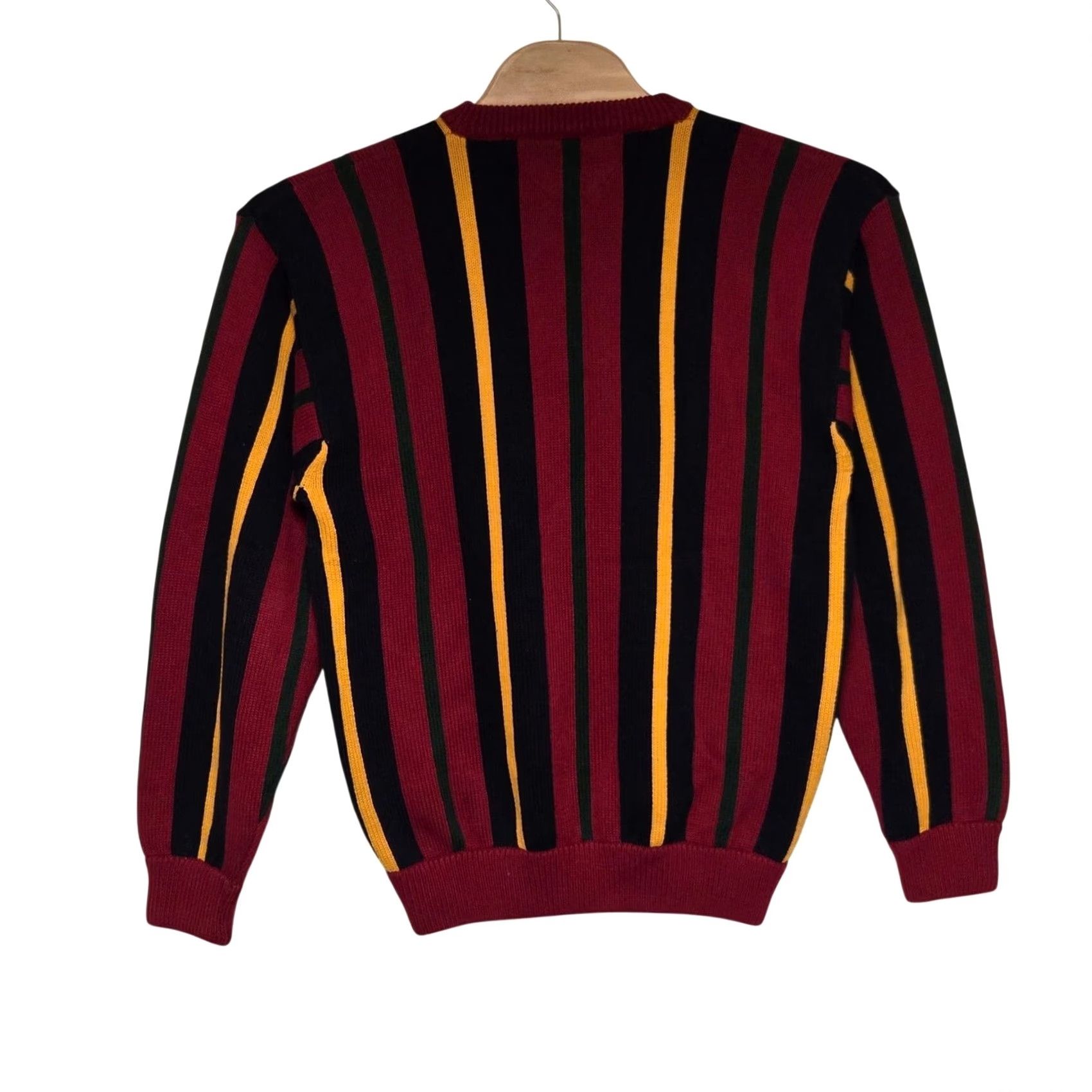 Tommy Hilfiger VINTAGE Tommy Hilfiger Sweater 100% Cotton Red Navy Yellow Stripe Crest XL Mens Pullover Size US XL / EU 56 / 4 - 6 Thumbnail