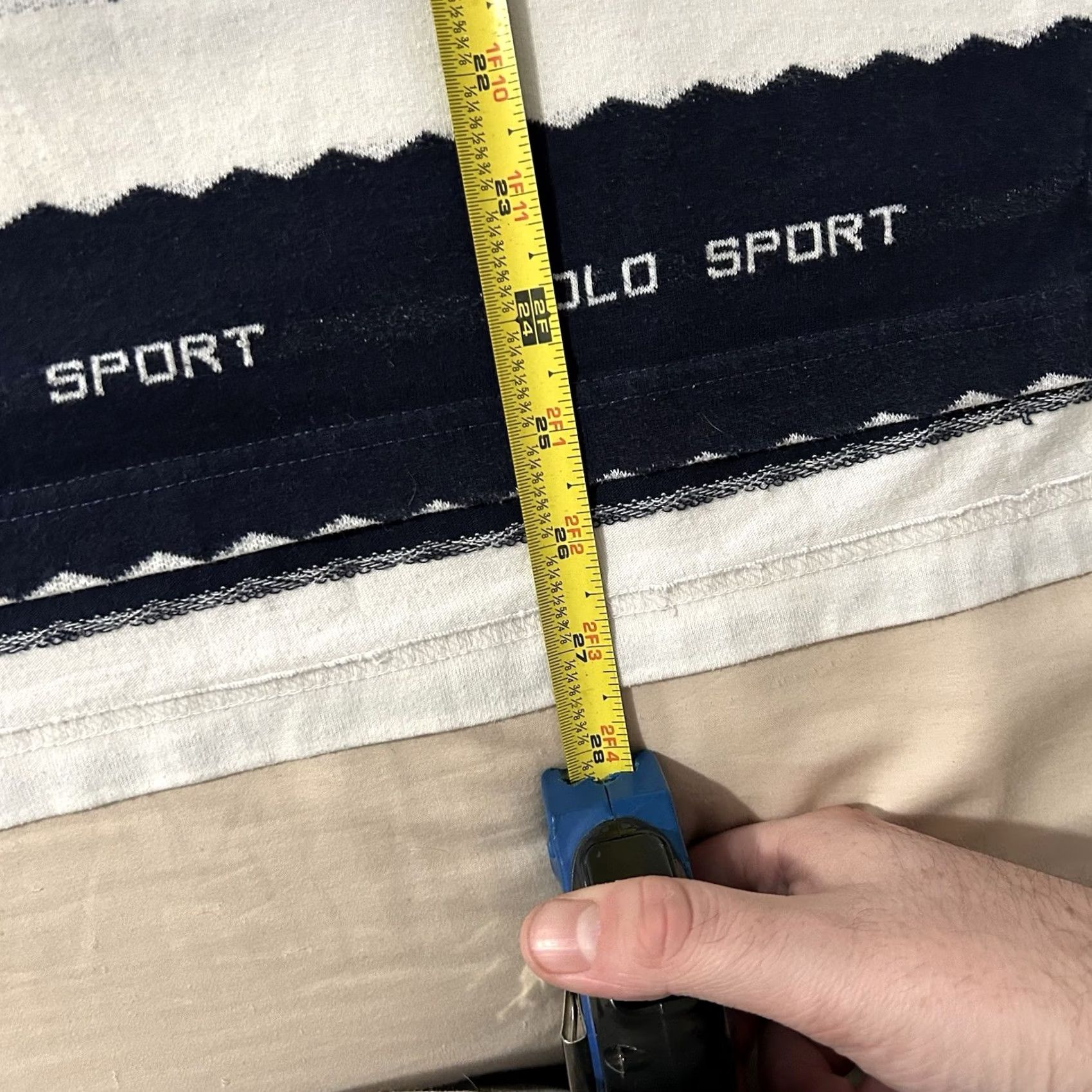 Vintage VINTAGE Polo Sport Shirt Striped All Over Spellout Size Medium 90s Men White T-Shirt Size US M / EU 48-50 / 2 - 6 Thumbnail