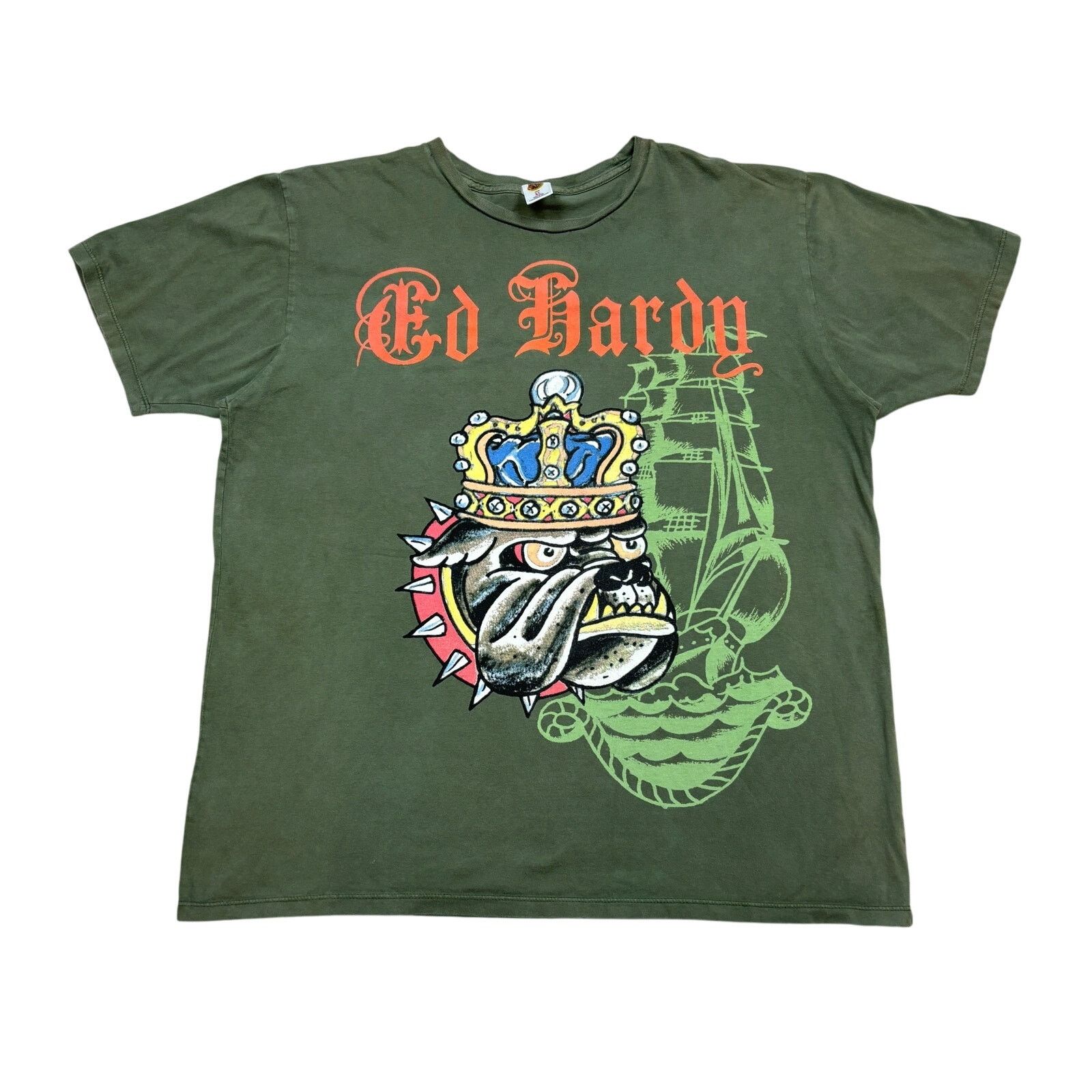 Ed Hardy × Vintage Vintage Ed Hardy Christian Audigier Bulldog Shirt XL Y2K Size US XL / EU 56 / 4 - 1 Thumbnail
