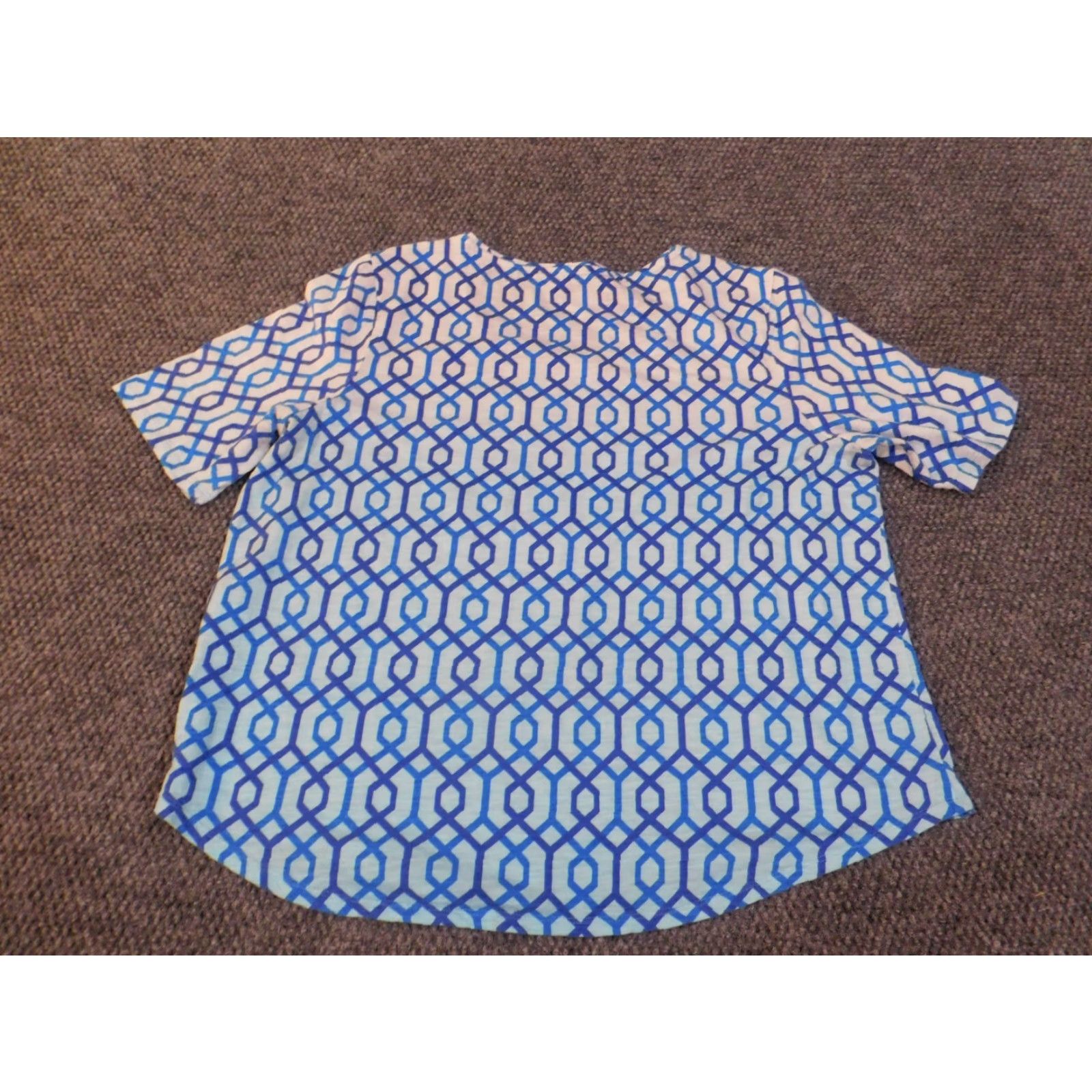 Vintage Chicos Blouse Shirt Women Regular Size 3 Blue Geometric Pullover Crewneck Knit Cotton Modal Basic Non-Iron Casual Tee Size XS / US 0-2 / IT 36-38 - 7 Thumbnail