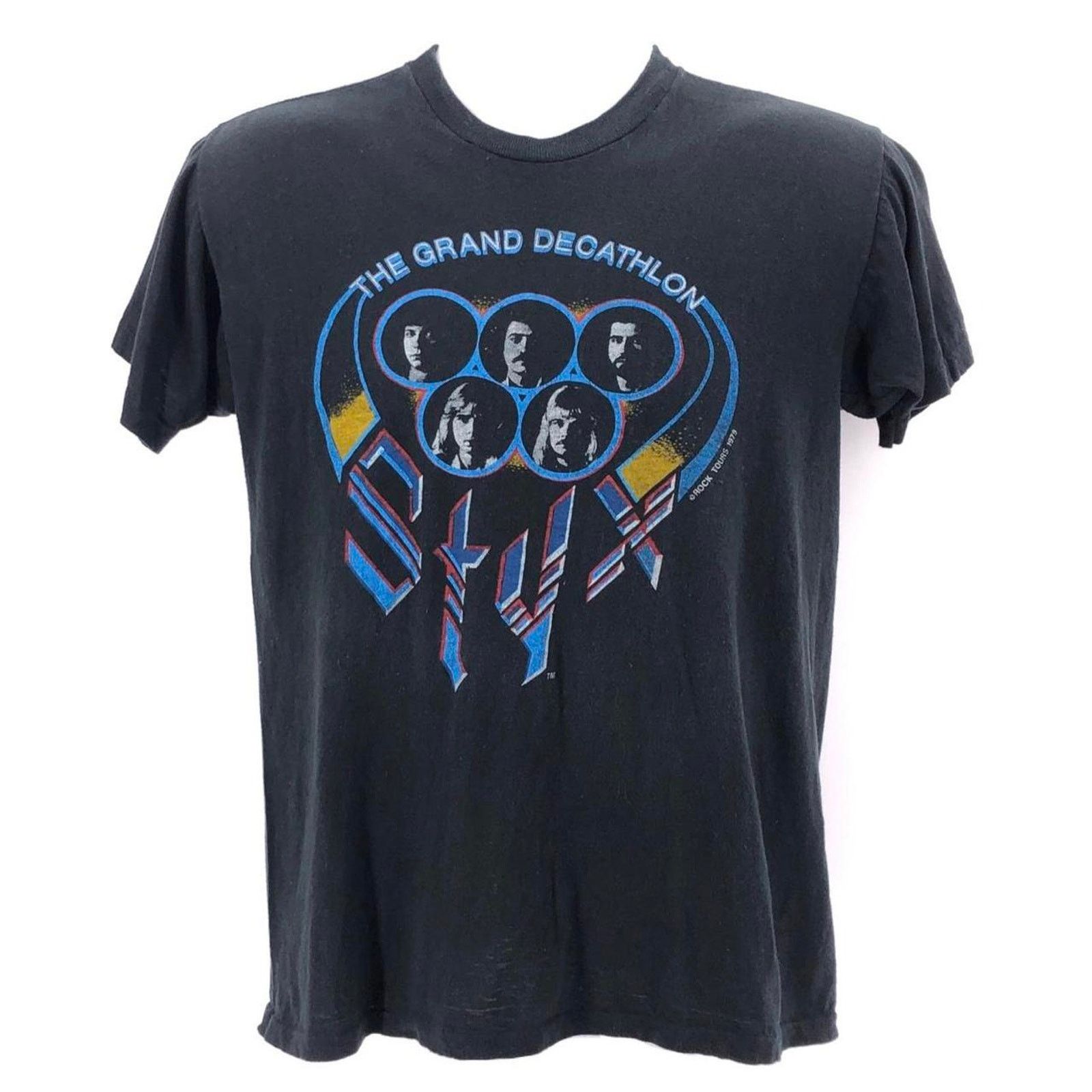 image of Band Tees x Vintage Styx 1979 The Grand Decathlon North American Tour Tshirt 70's in Black (Size Me