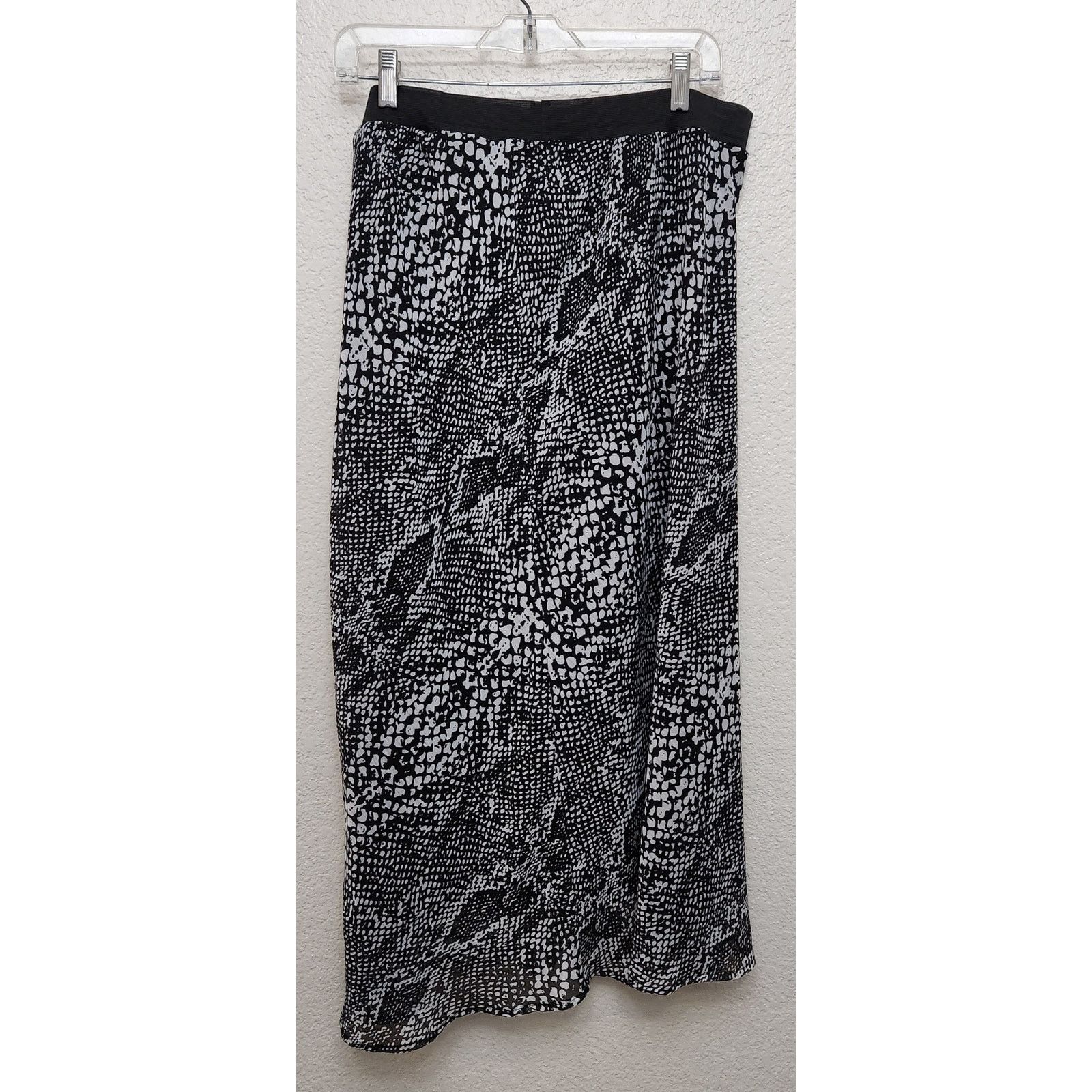 Other Black White Animal Print A Line Lined Midi Skirt Large Flowy Size 34" / US 12 / IT 48 - 1 Thumbnail