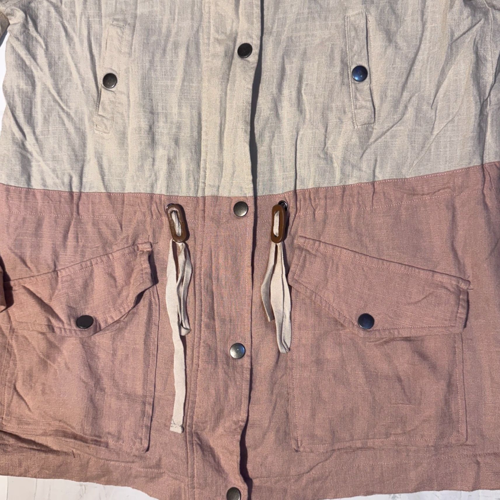 Vintage Blu Pepper Jacket Sz L Pink/Beige Two-Tone Linen-Blend Size L / US 10 / IT 46 - 2 Thumbnail