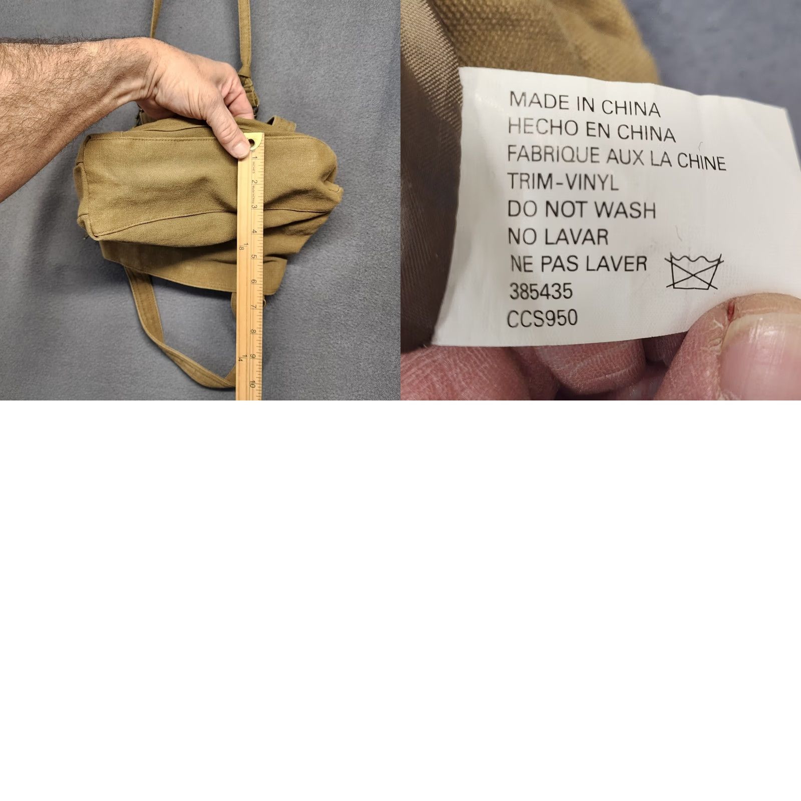 Vintage Khaki Canvas Crossbody Purse Studded Multi Pocket Shoulder Bag Utility Crossbody Women Tan Zip Bag Size ONE SIZE - 9 Thumbnail