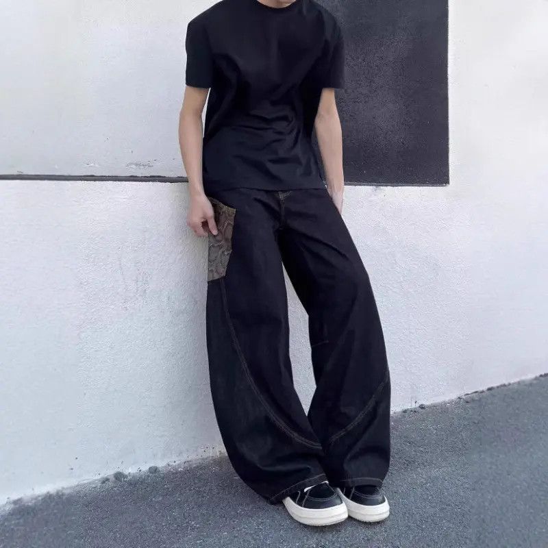 Japanese Brand Retro straight leg wide leg patchwork pocket jeans Size US 32 / EU 48 - 6 Thumbnail