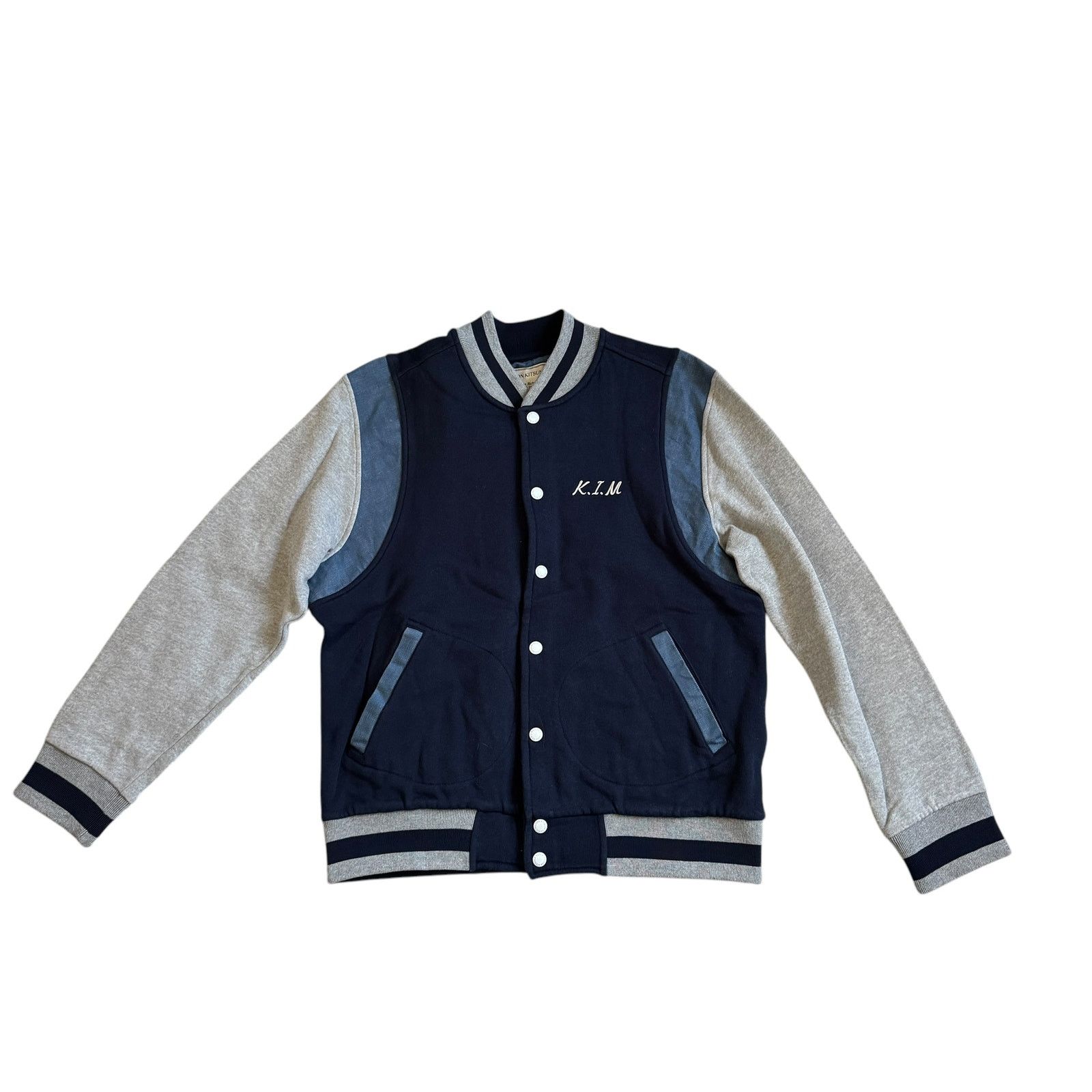Maison Kitsune Maison Kitsune Varsity Stadium Jacket Navy Grey Size US L / EU 52-54 / 3 - 1 Thumbnail