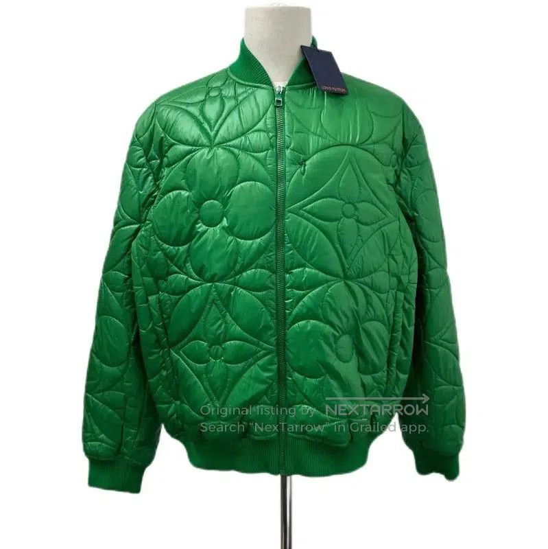 Louis Vuitton Louis Vuitton Green Silk Men's Puffer Jacket . Size US XL / EU 56 / 4 - 1 Thumbnail