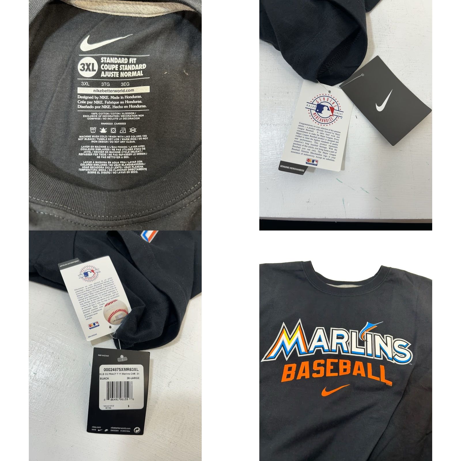 Nike Nike Miami Marlins Shirt Men 3XL Black Logo Baseball Short Sleeve Modern Crew Neck NWT Dead Stock 2012 Size US XXL / EU 58 / 5 - 8 Thumbnail